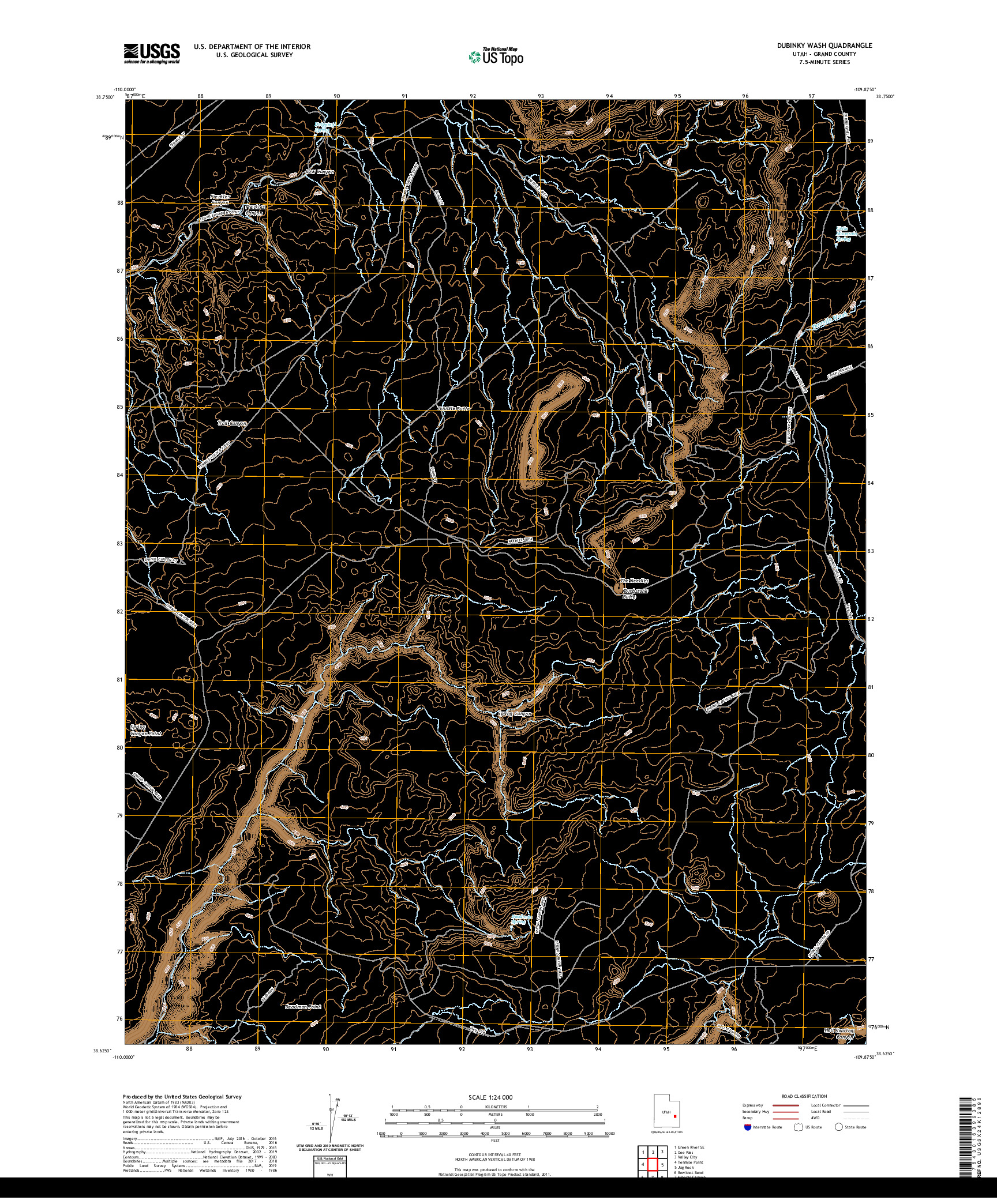 USGS US TOPO 7.5-MINUTE MAP FOR DUBINKY WASH, UT 2020