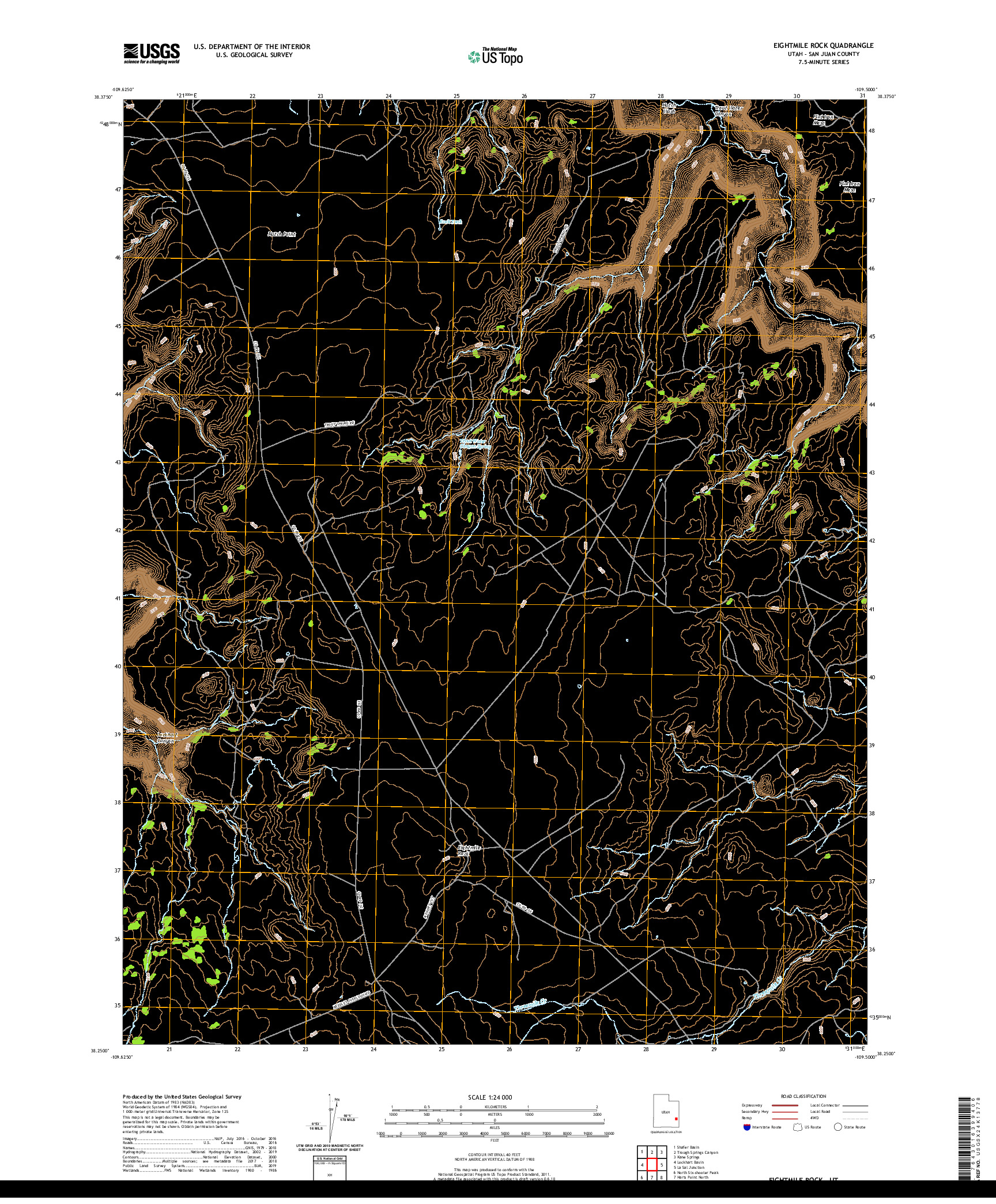 USGS US TOPO 7.5-MINUTE MAP FOR EIGHTMILE ROCK, UT 2020