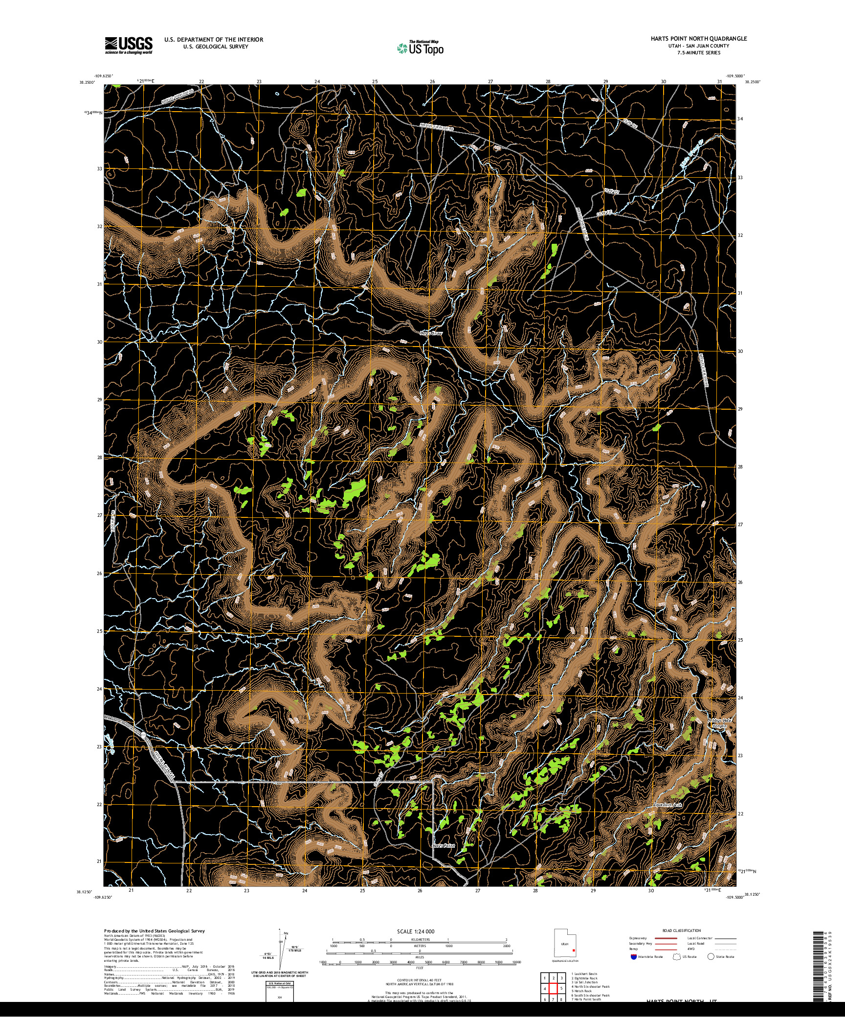 USGS US TOPO 7.5-MINUTE MAP FOR HARTS POINT NORTH, UT 2020