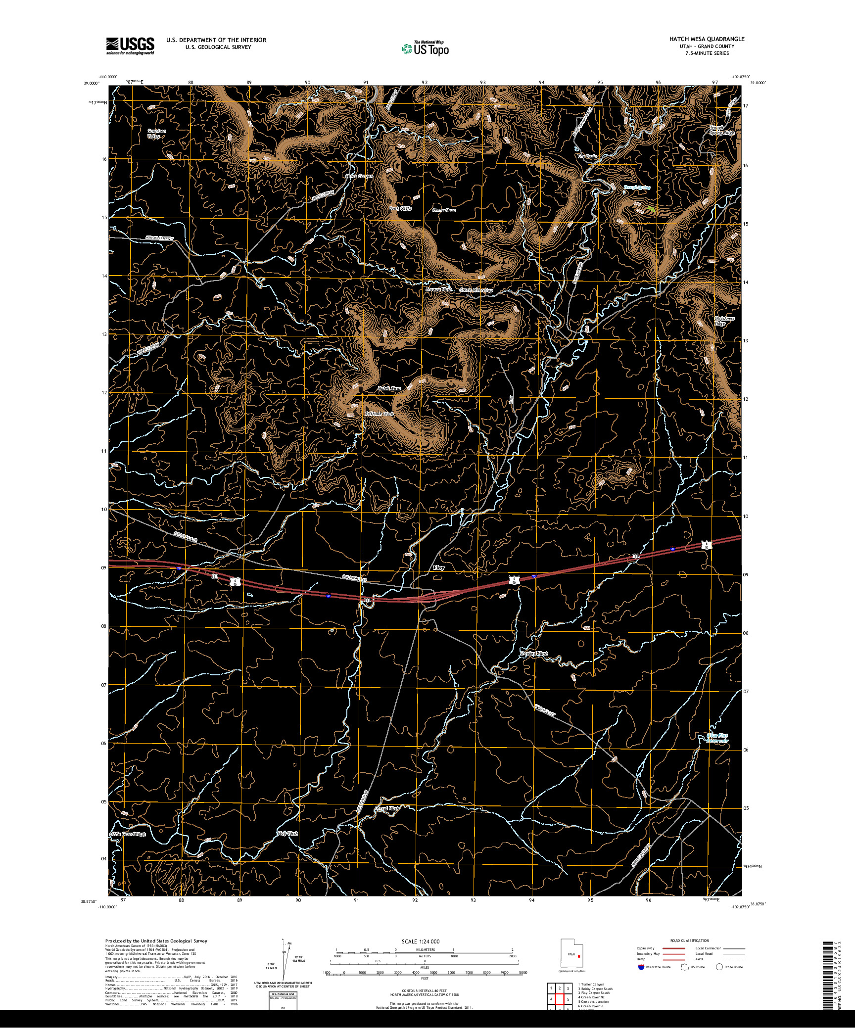 USGS US TOPO 7.5-MINUTE MAP FOR HATCH MESA, UT 2020