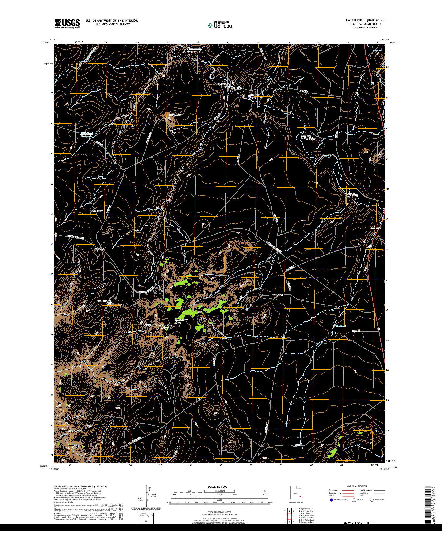 USGS US TOPO 7.5-MINUTE MAP FOR HATCH ROCK, UT 2020