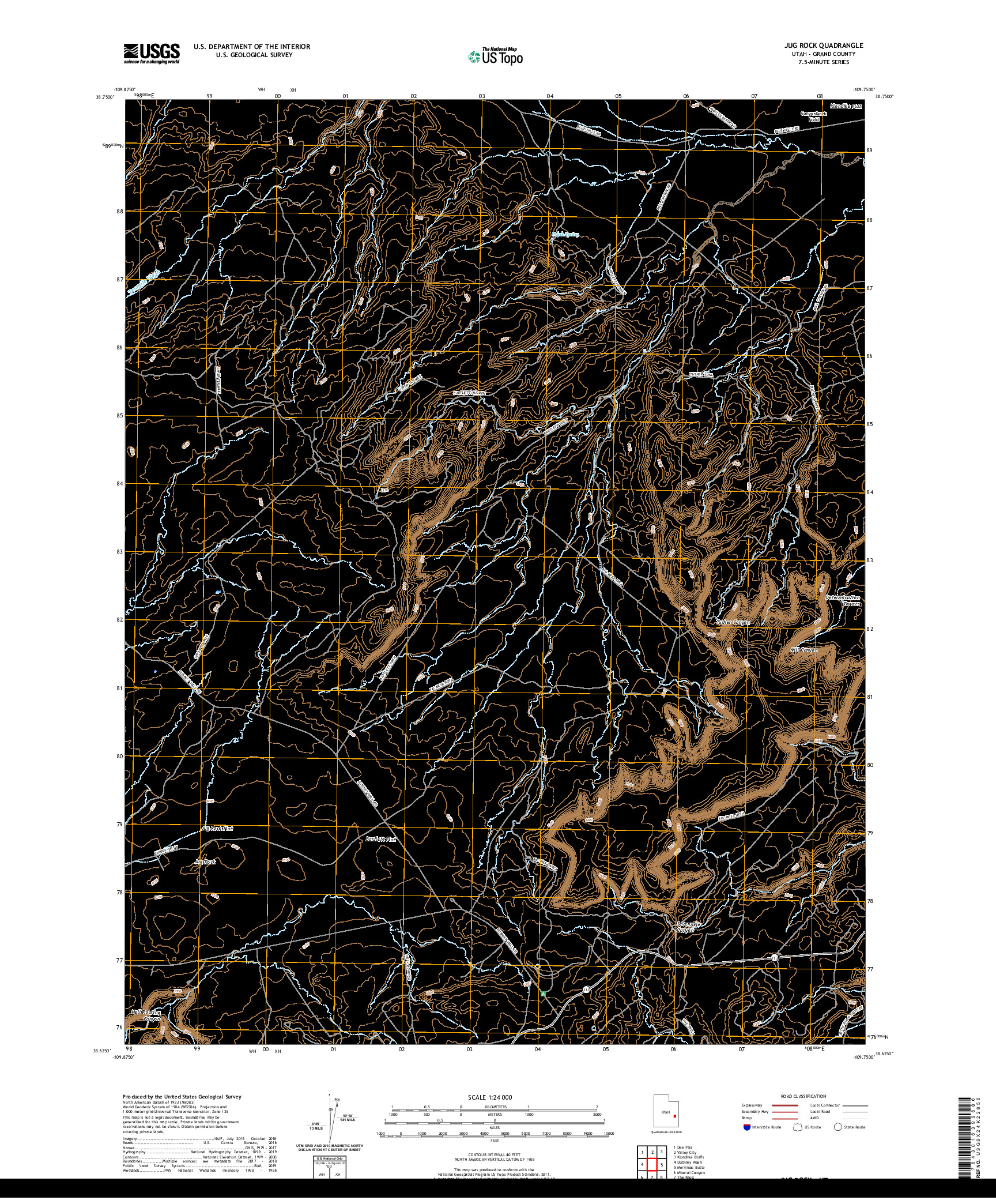 USGS US TOPO 7.5-MINUTE MAP FOR JUG ROCK, UT 2020