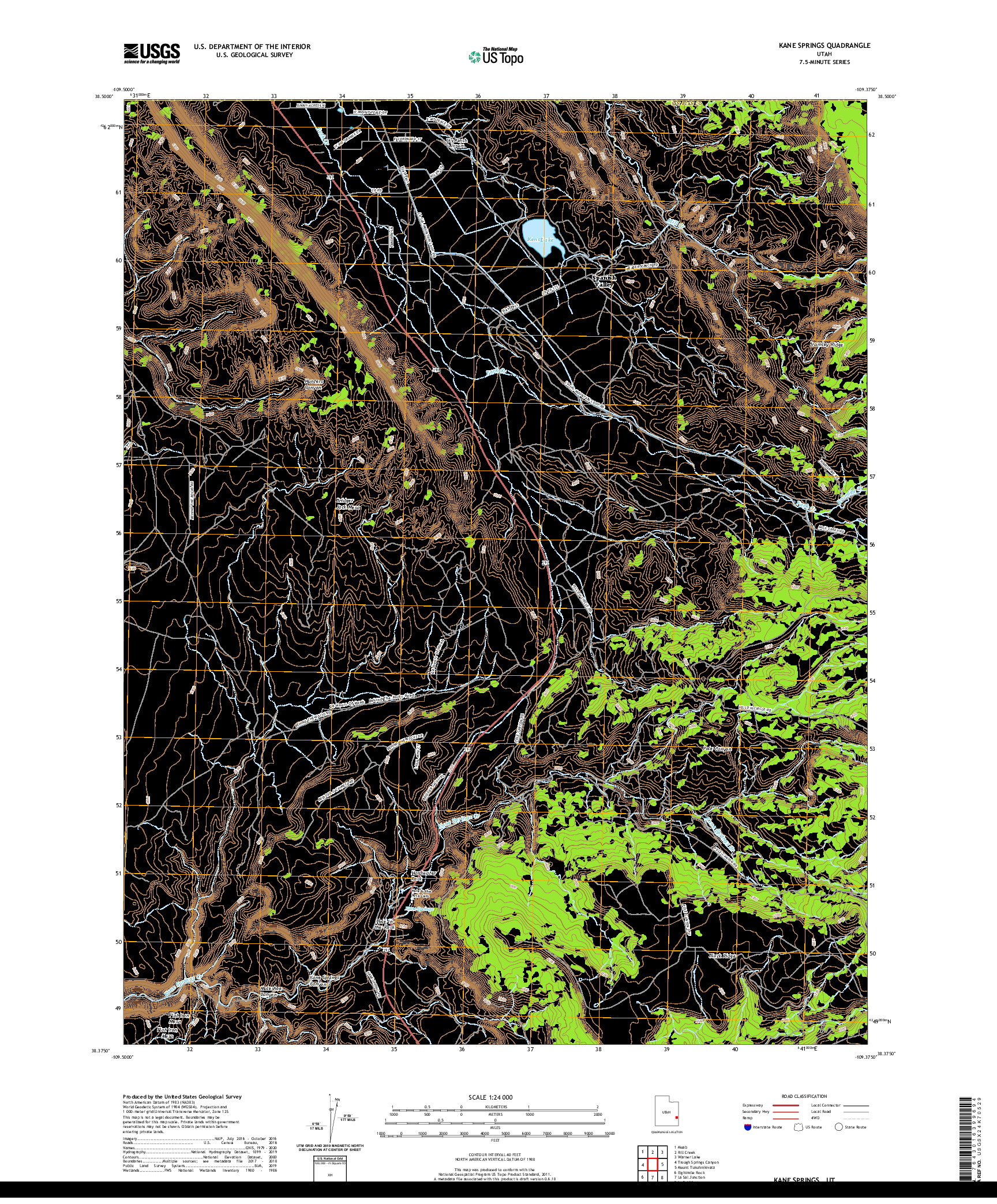 USGS US TOPO 7.5-MINUTE MAP FOR KANE SPRINGS, UT 2020