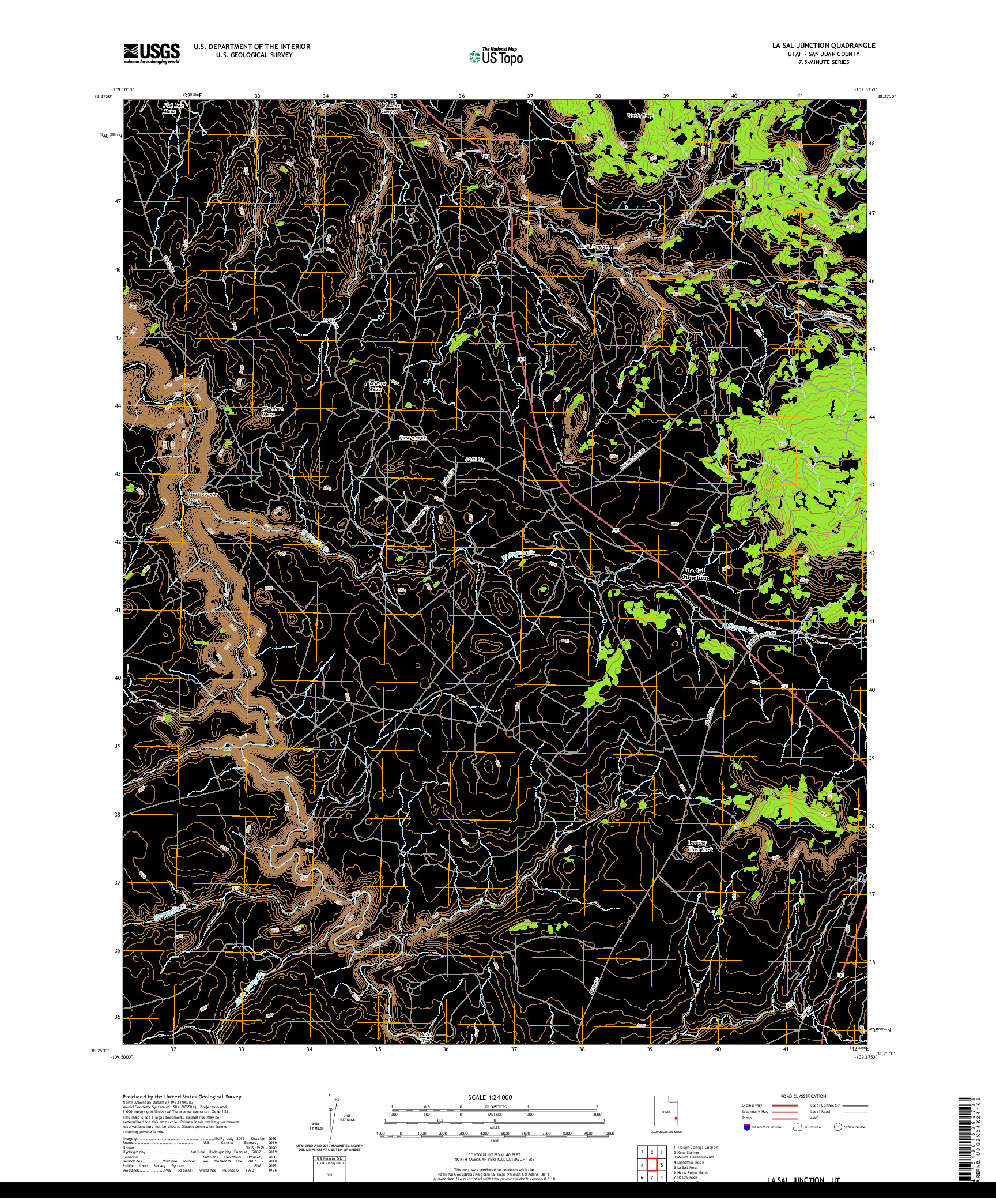 USGS US TOPO 7.5-MINUTE MAP FOR LA SAL JUNCTION, UT 2020