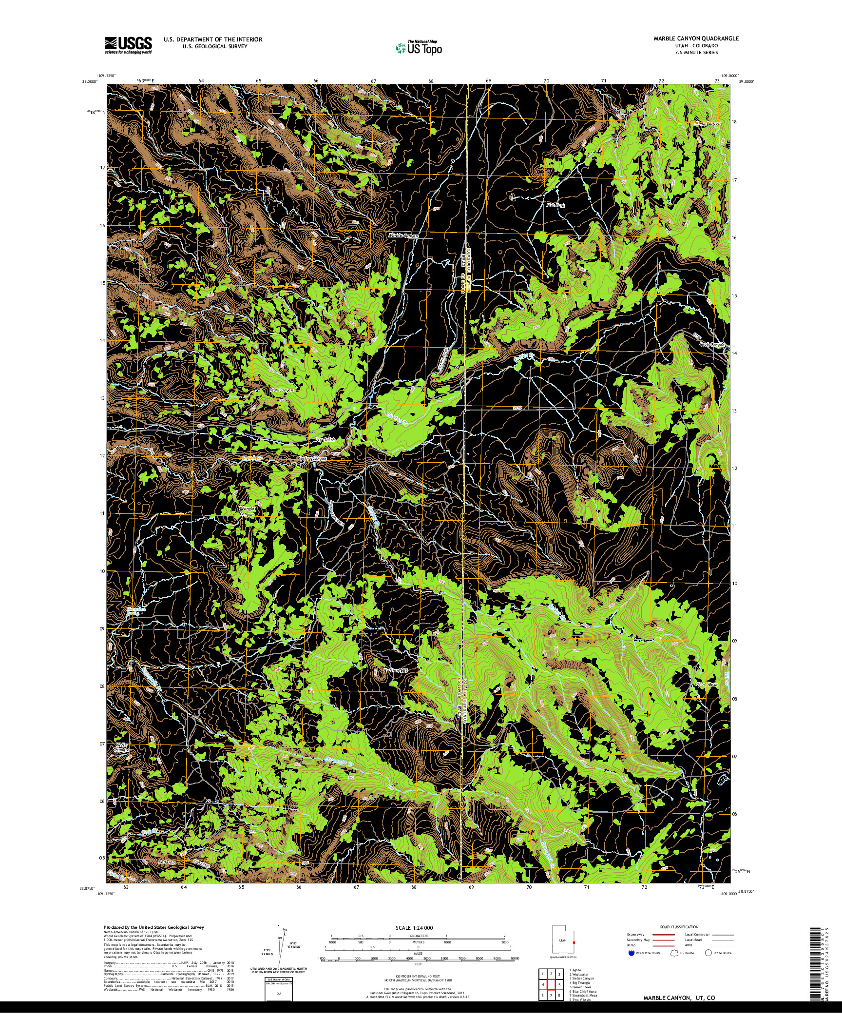 USGS US TOPO 7.5-MINUTE MAP FOR MARBLE CANYON, UT,CO 2020