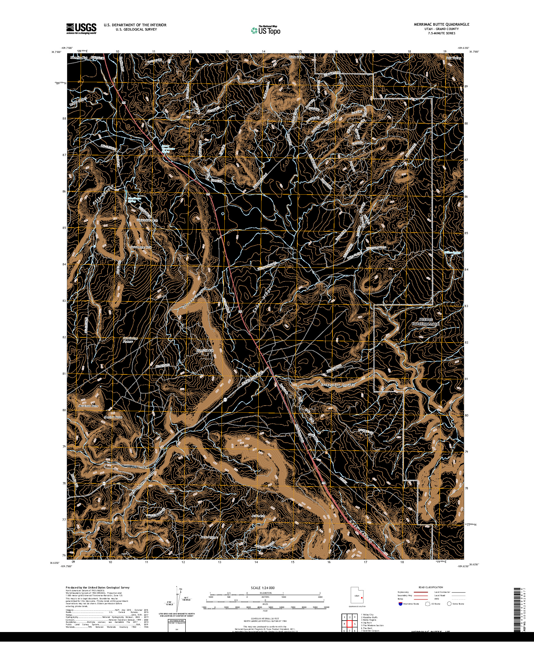 USGS US TOPO 7.5-MINUTE MAP FOR MERRIMAC BUTTE, UT 2020
