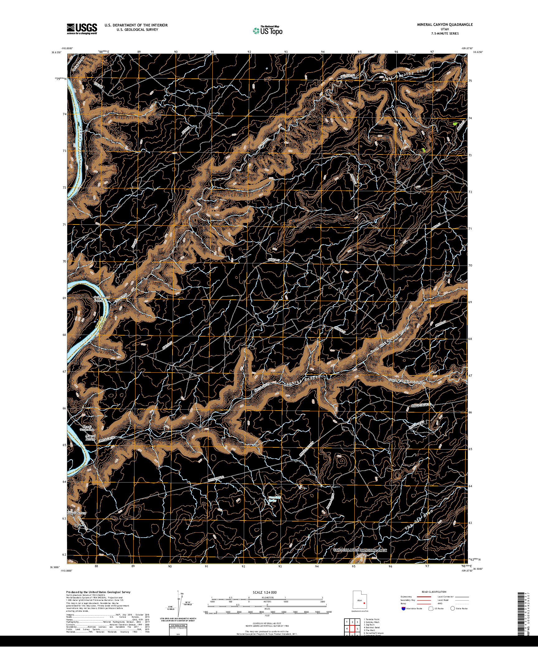 USGS US TOPO 7.5-MINUTE MAP FOR MINERAL CANYON, UT 2020