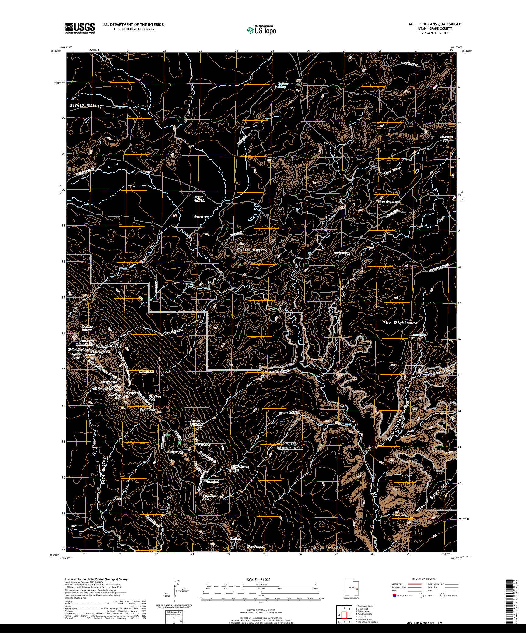 USGS US TOPO 7.5-MINUTE MAP FOR MOLLIE HOGANS, UT 2020
