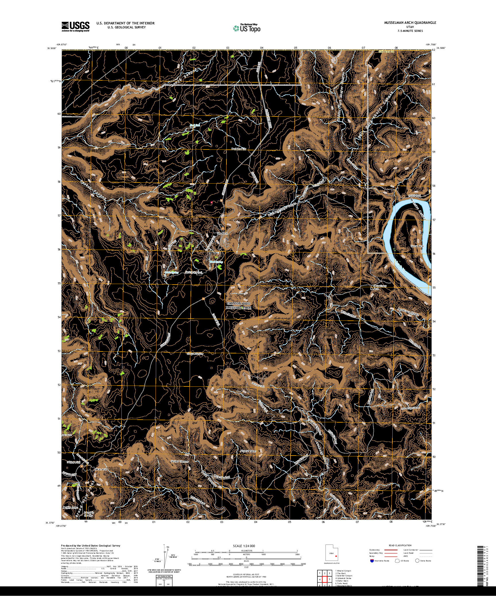 USGS US TOPO 7.5-MINUTE MAP FOR MUSSELMAN ARCH, UT 2020