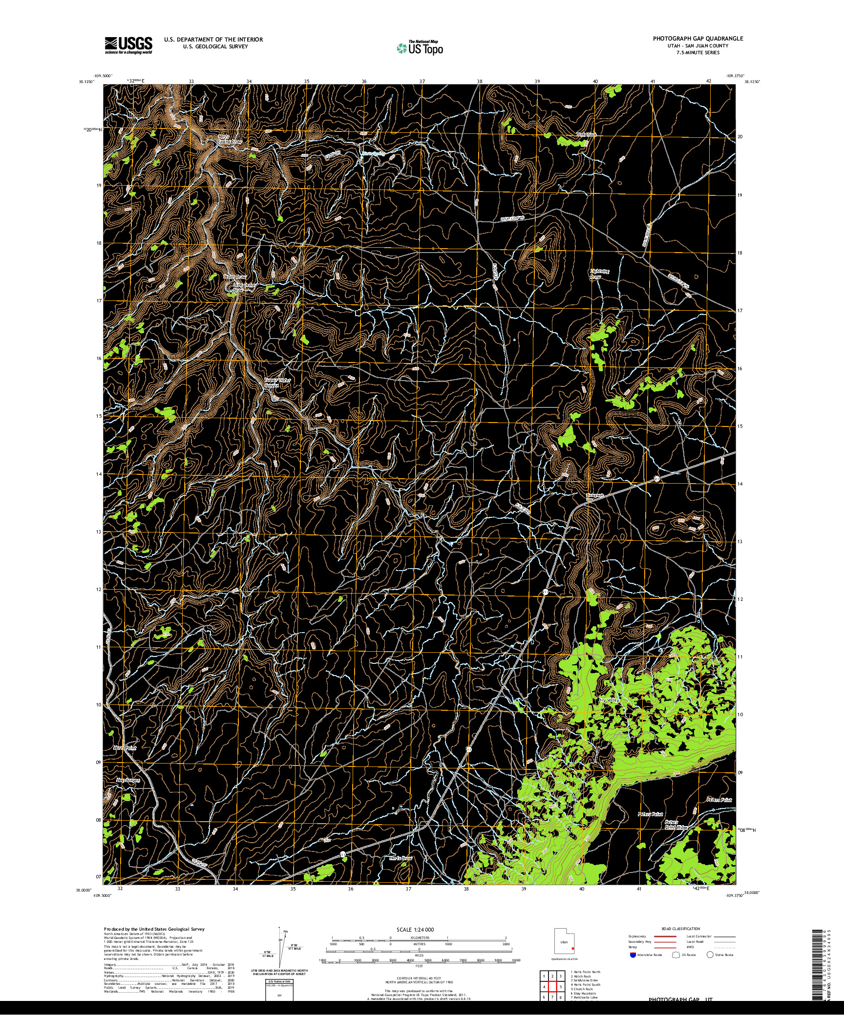 USGS US TOPO 7.5-MINUTE MAP FOR PHOTOGRAPH GAP, UT 2020