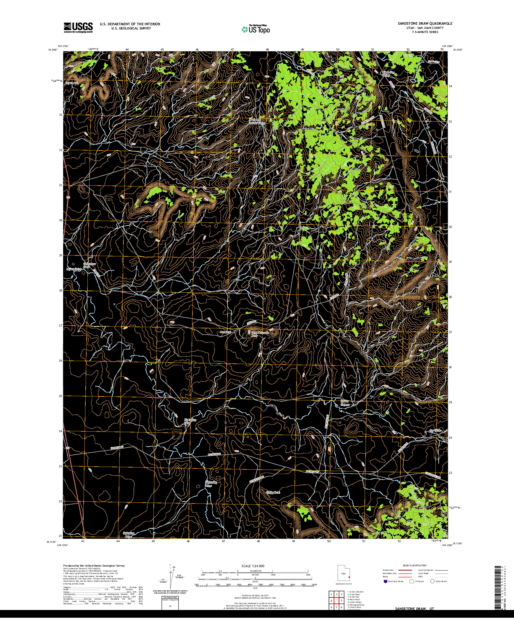 USGS US TOPO 7.5-MINUTE MAP FOR SANDSTONE DRAW, UT 2020