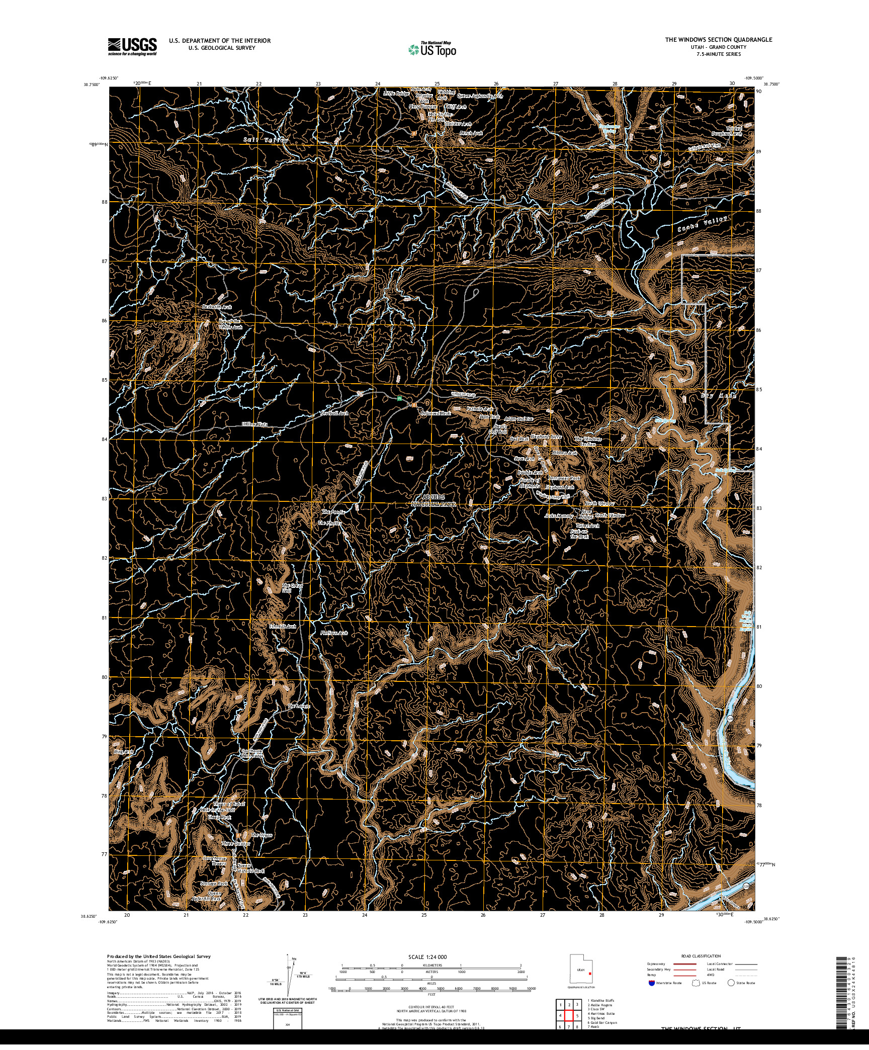 USGS US TOPO 7.5-MINUTE MAP FOR THE WINDOWS SECTION, UT 2020