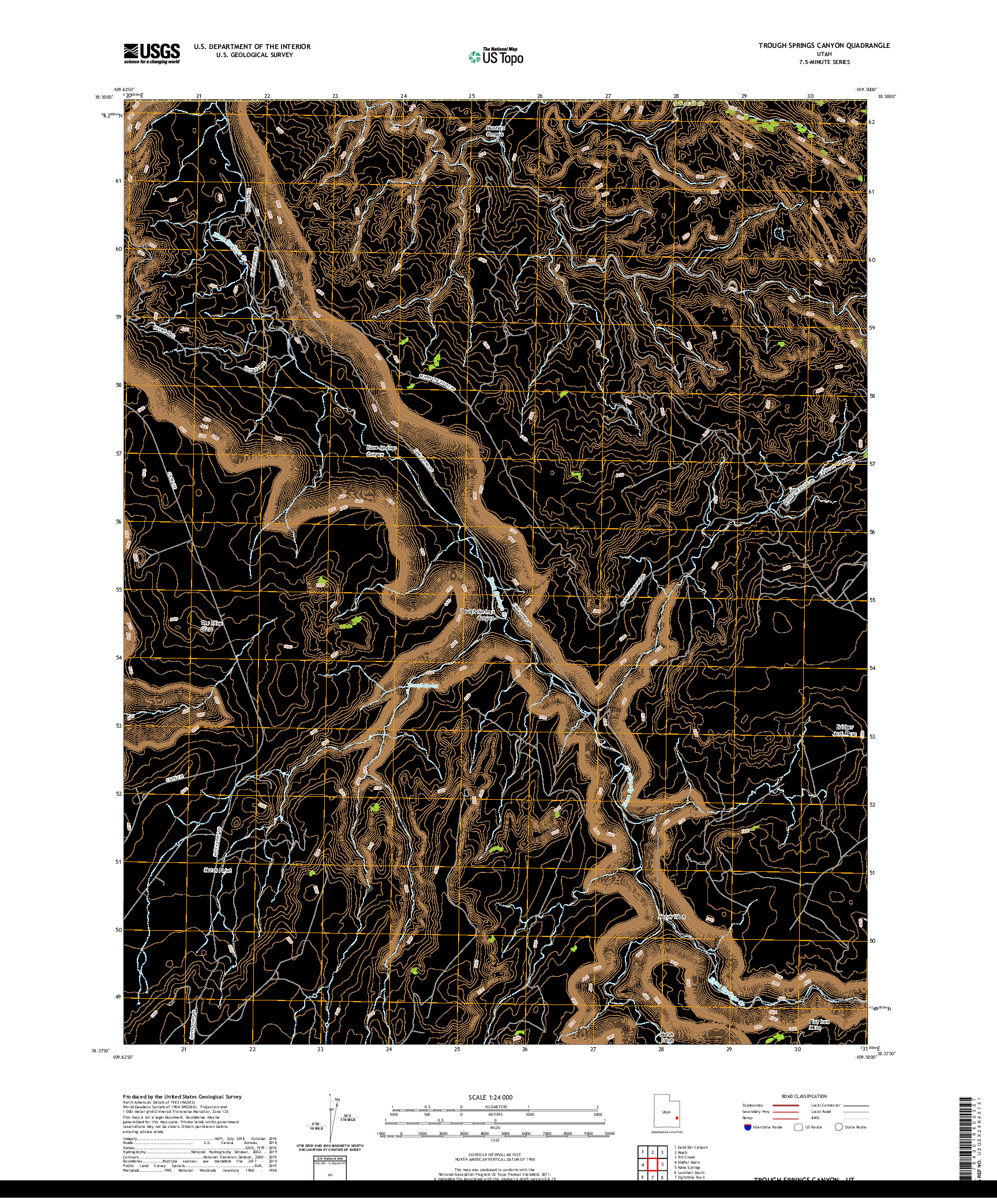 USGS US TOPO 7.5-MINUTE MAP FOR TROUGH SPRINGS CANYON, UT 2020