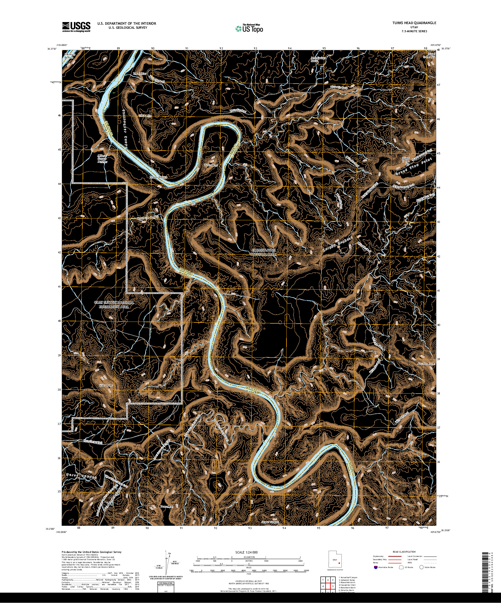 USGS US TOPO 7.5-MINUTE MAP FOR TURKS HEAD, UT 2020