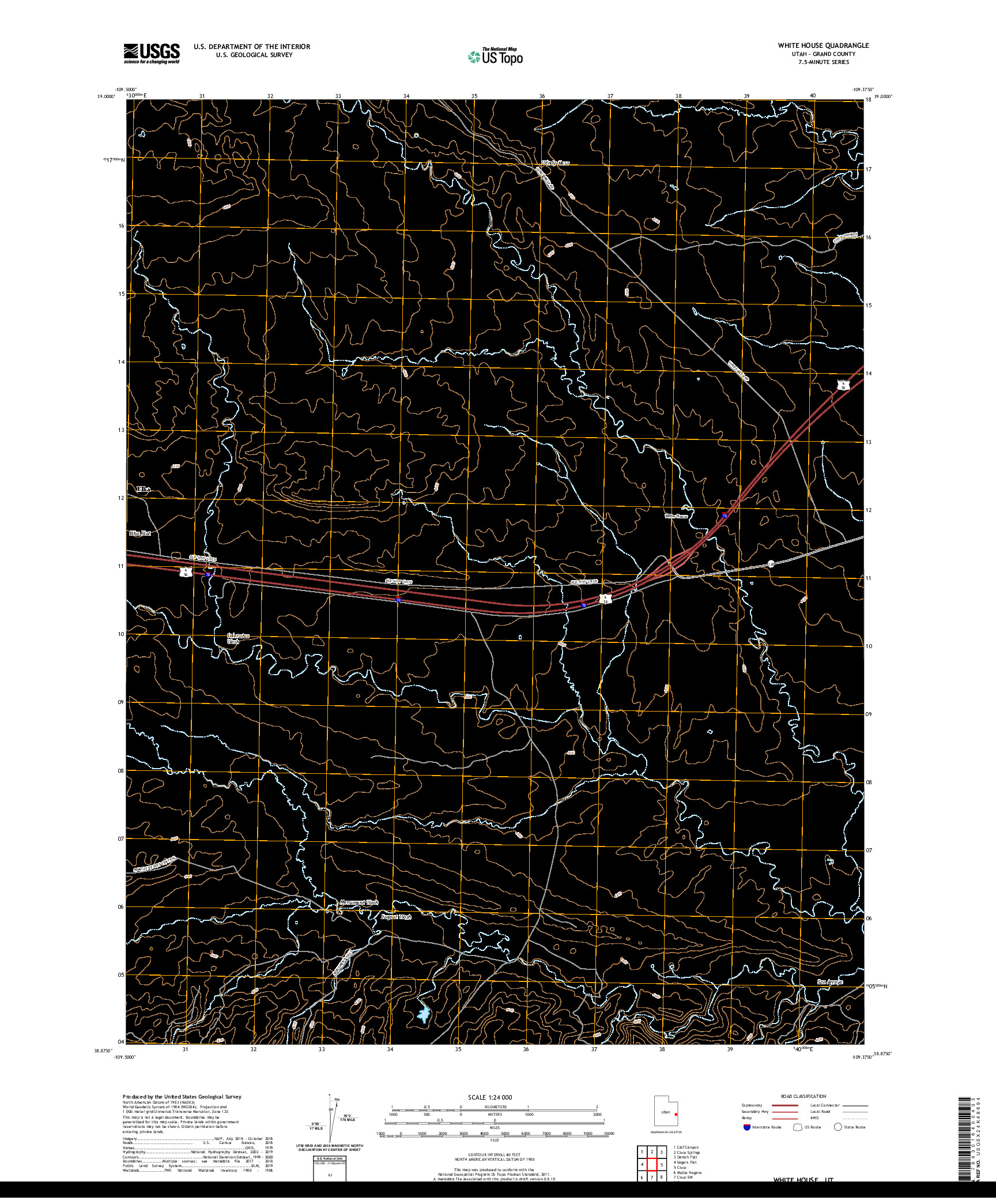 USGS US TOPO 7.5-MINUTE MAP FOR WHITE HOUSE, UT 2020