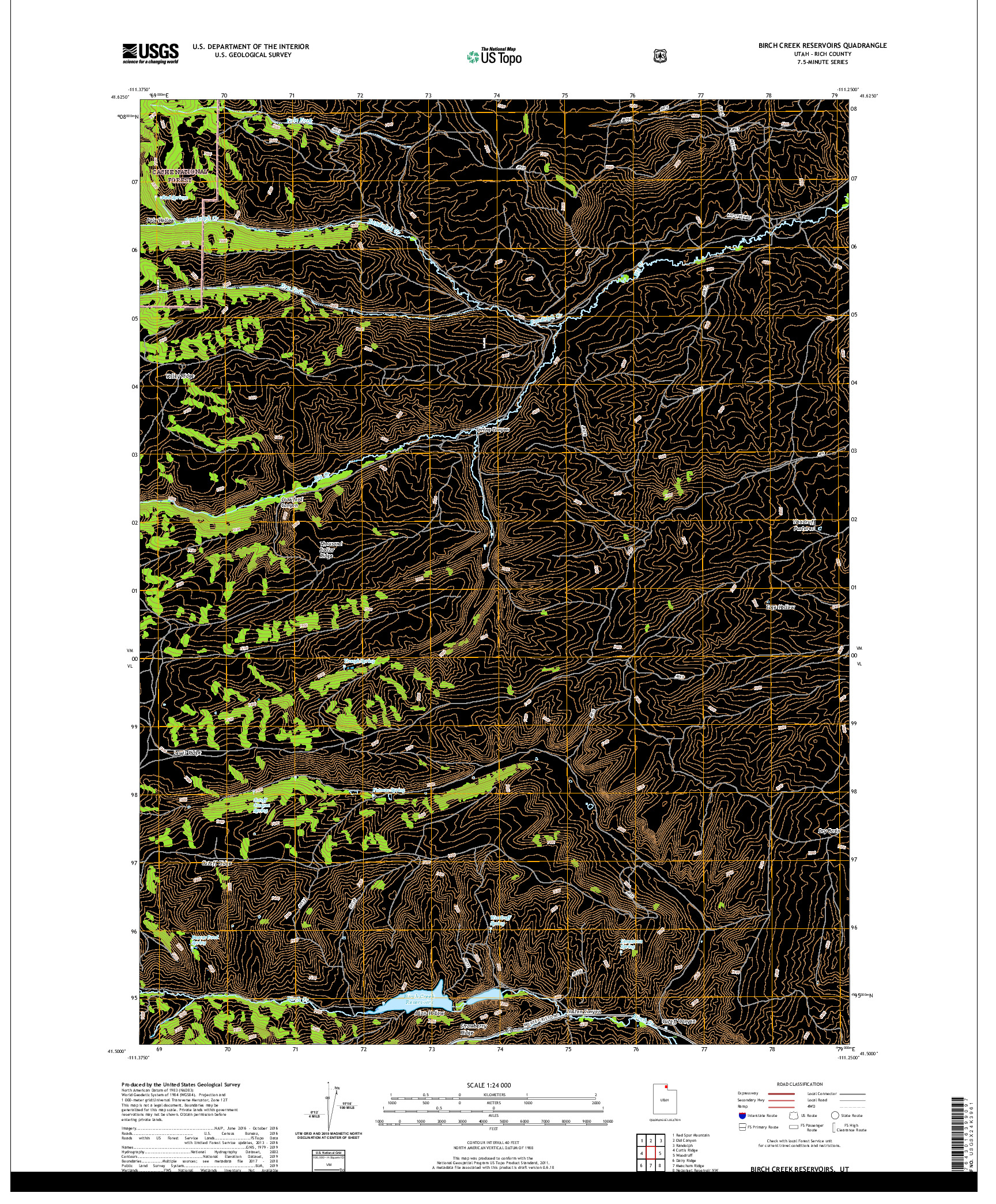 USGS US TOPO 7.5-MINUTE MAP FOR BIRCH CREEK RESERVOIRS, UT 2020