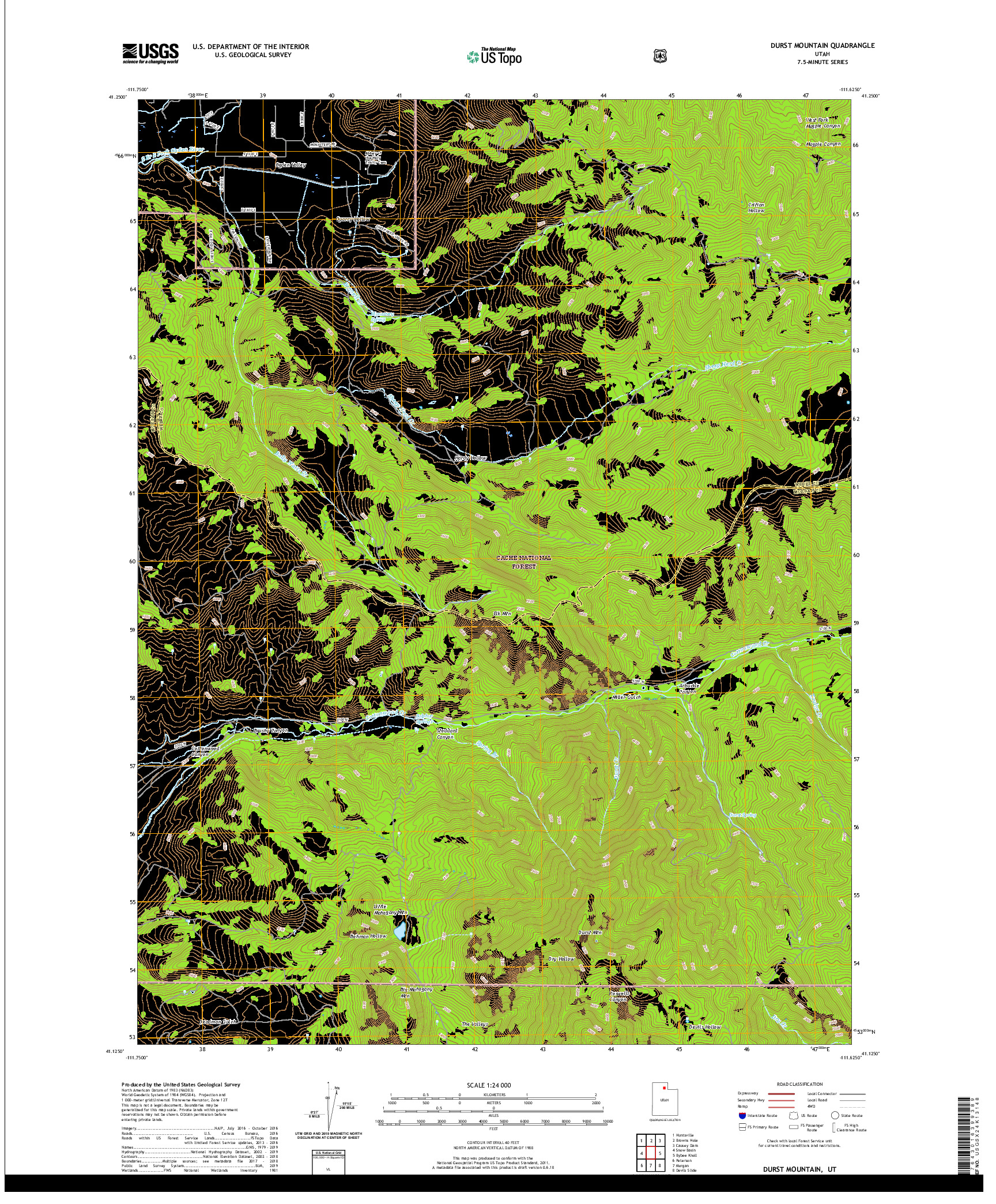 USGS US TOPO 7.5-MINUTE MAP FOR DURST MOUNTAIN, UT 2020