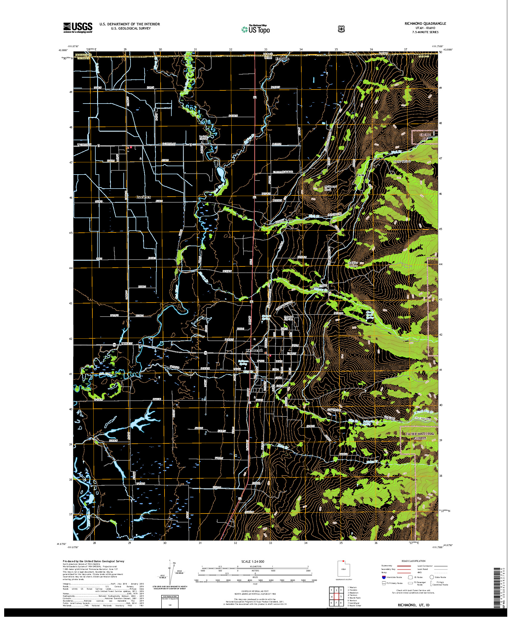 USGS US TOPO 7.5-MINUTE MAP FOR RICHMOND, UT,ID 2020