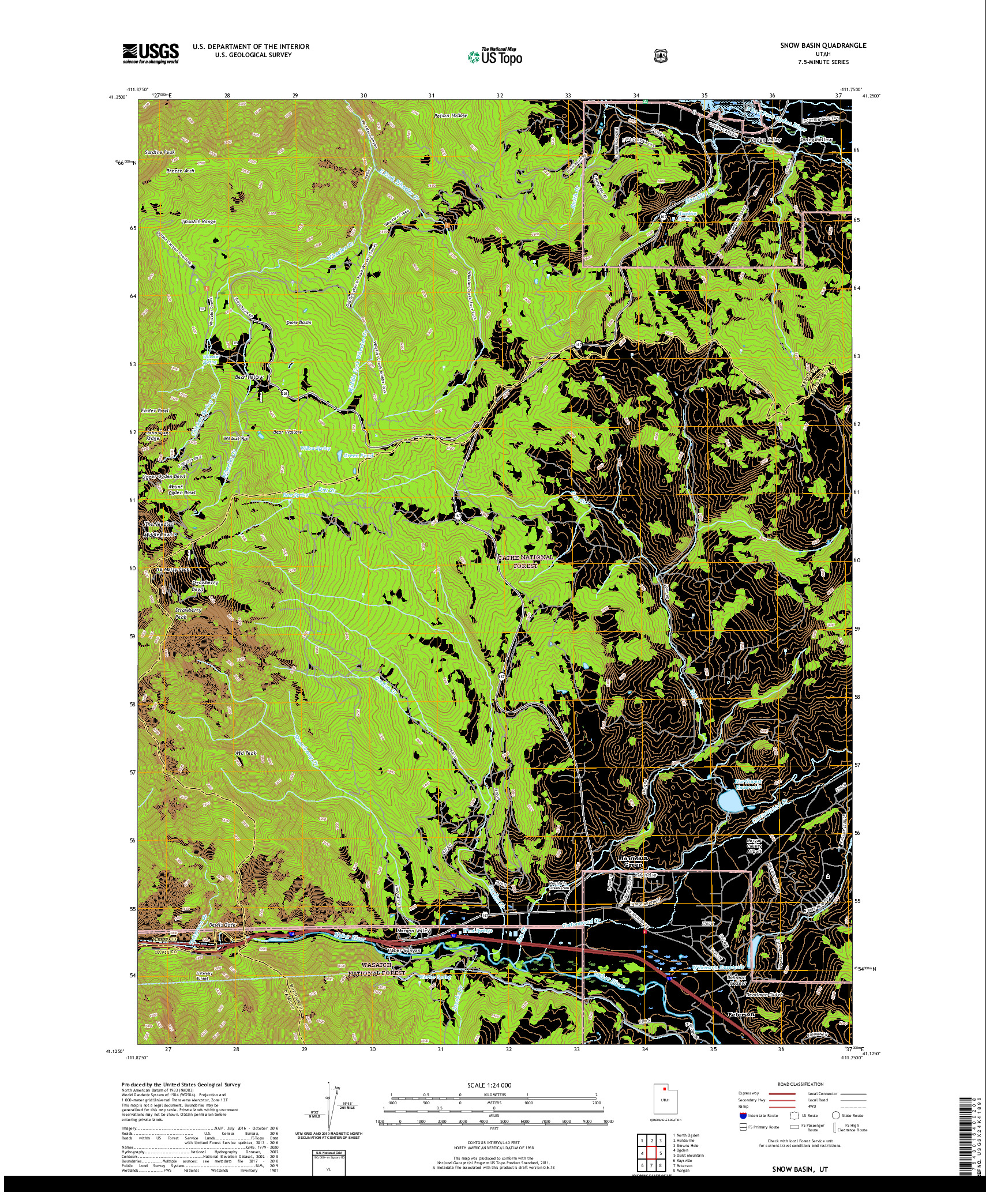 USGS US TOPO 7.5-MINUTE MAP FOR SNOW BASIN, UT 2020
