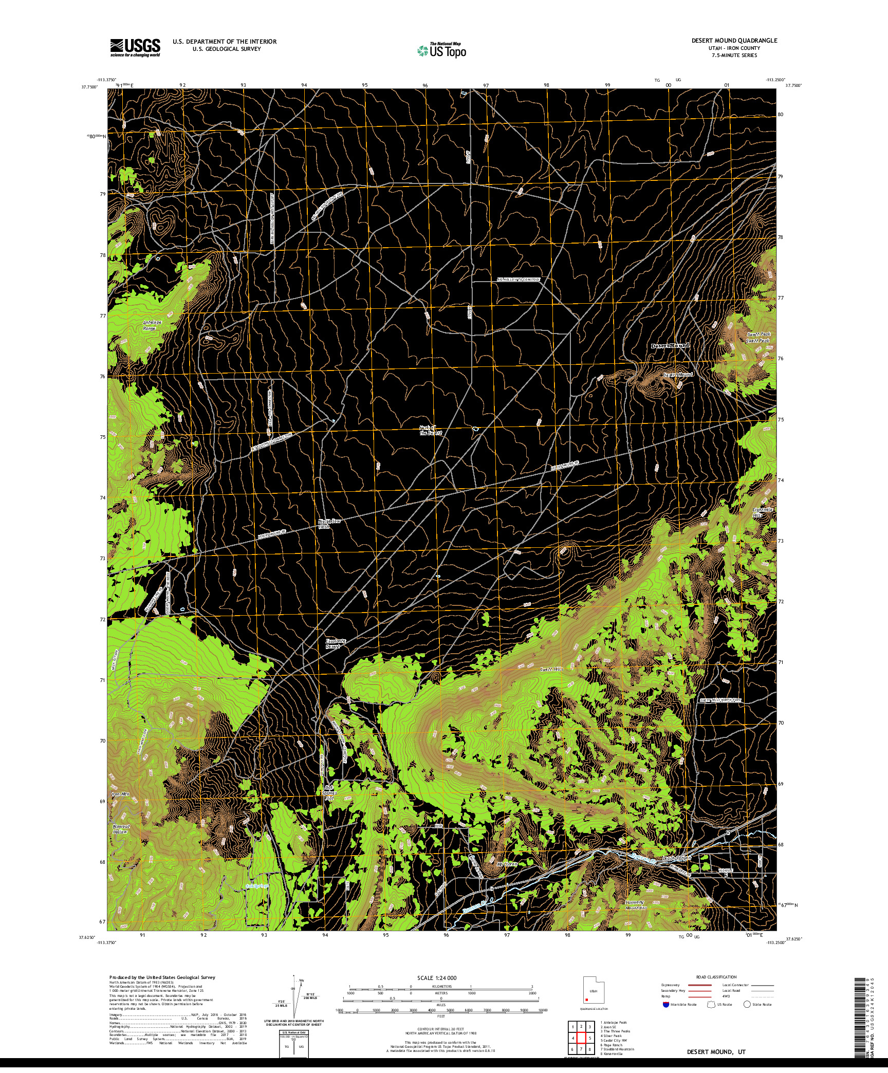 USGS US TOPO 7.5-MINUTE MAP FOR DESERT MOUND, UT 2020