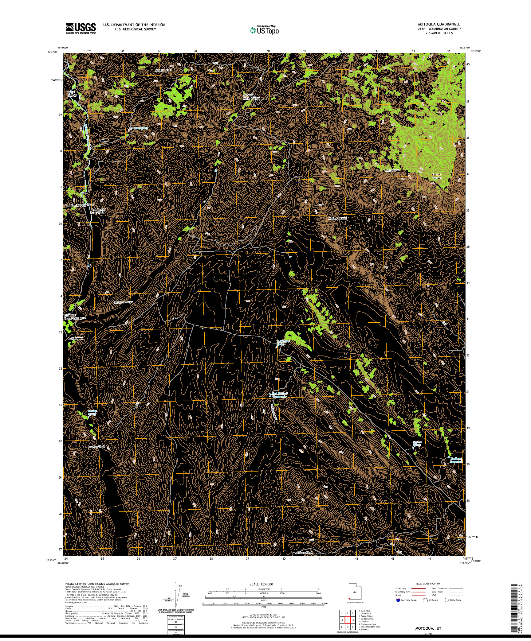 USGS US TOPO 7.5-MINUTE MAP FOR MOTOQUA, UT 2020