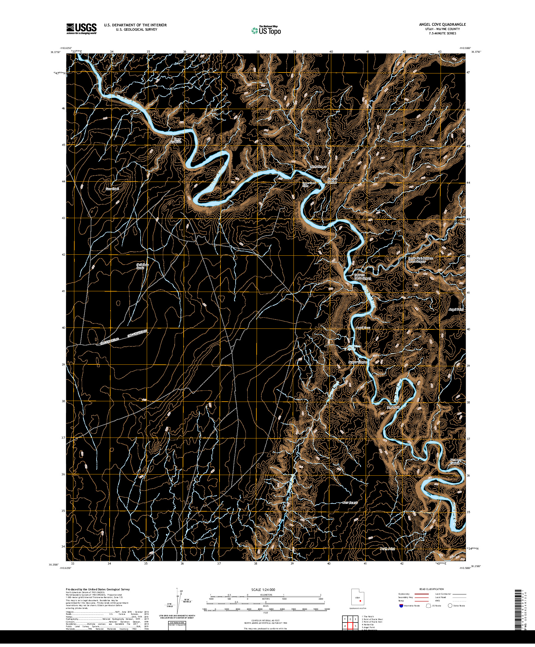 USGS US TOPO 7.5-MINUTE MAP FOR ANGEL COVE, UT 2020