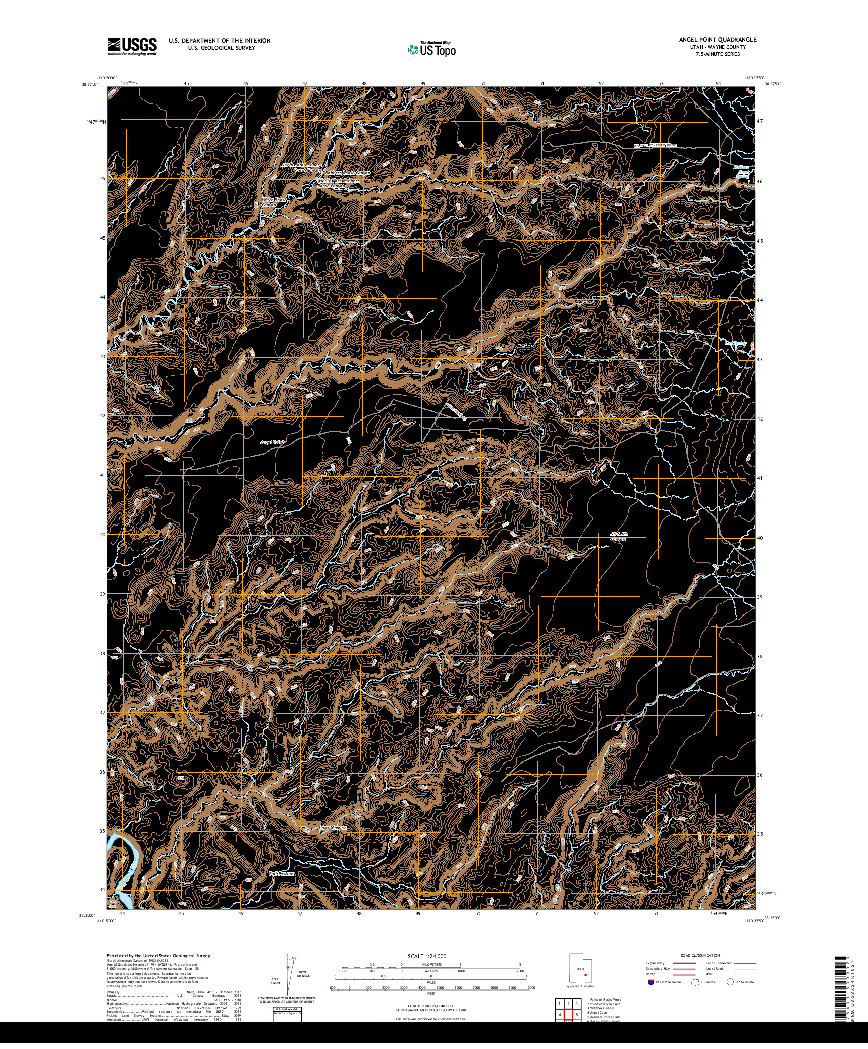 USGS US TOPO 7.5-MINUTE MAP FOR ANGEL POINT, UT 2020