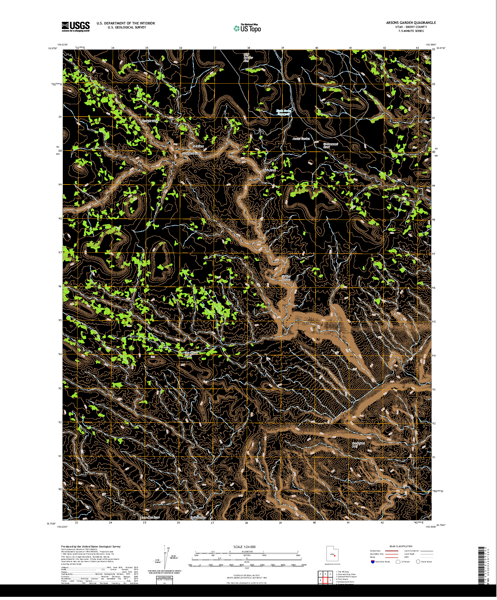 USGS US TOPO 7.5-MINUTE MAP FOR ARSONS GARDEN, UT 2020