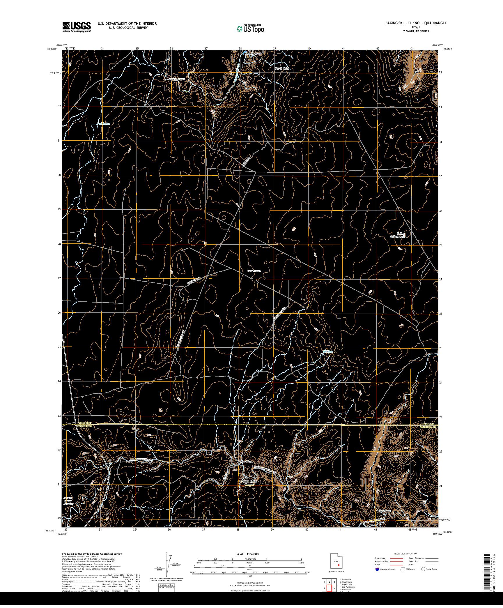 USGS US TOPO 7.5-MINUTE MAP FOR BAKING SKILLET KNOLL, UT 2020