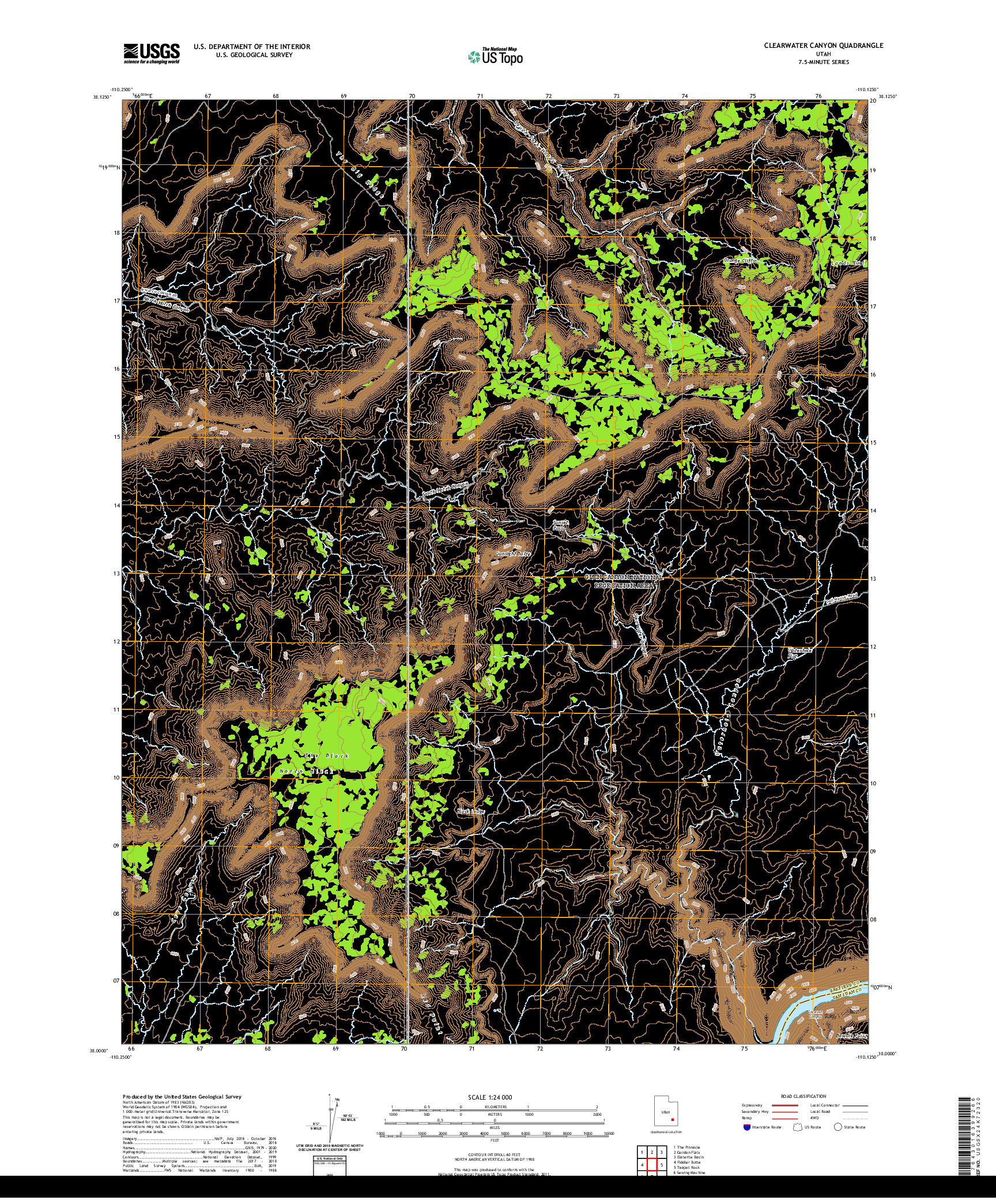USGS US TOPO 7.5-MINUTE MAP FOR CLEARWATER CANYON, UT 2020