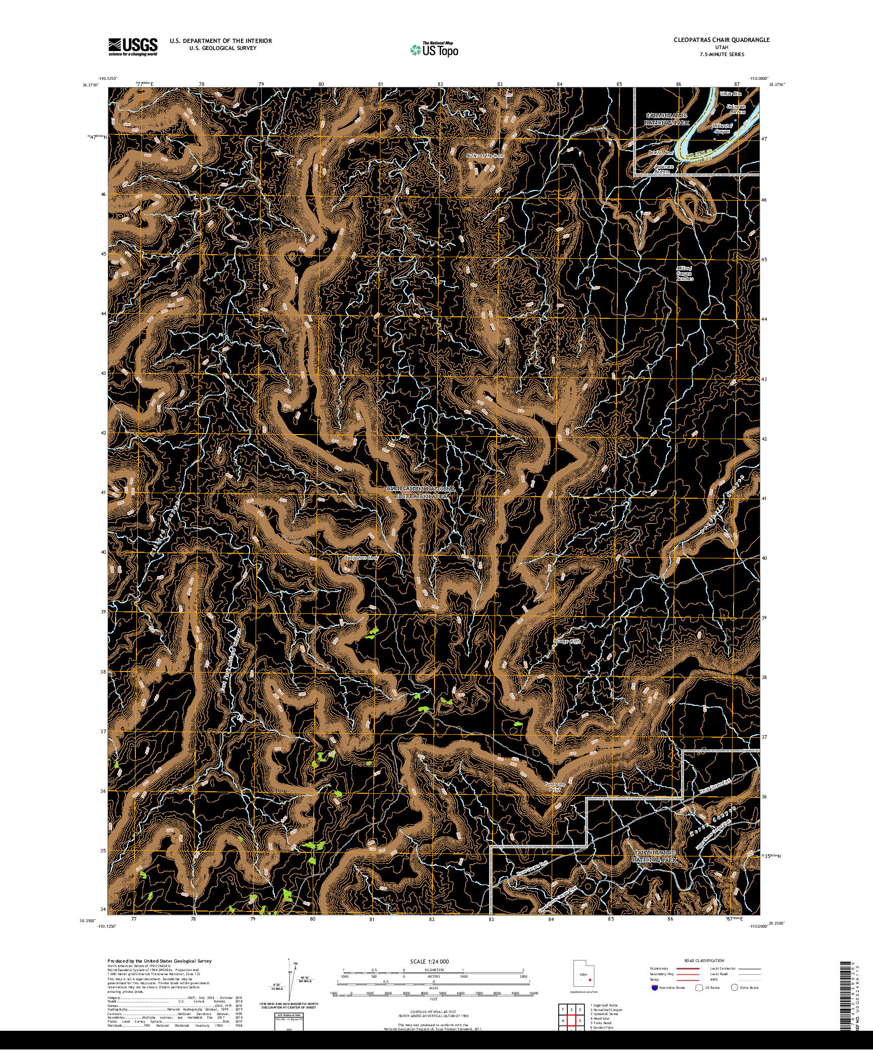 USGS US TOPO 7.5-MINUTE MAP FOR CLEOPATRAS CHAIR, UT 2020