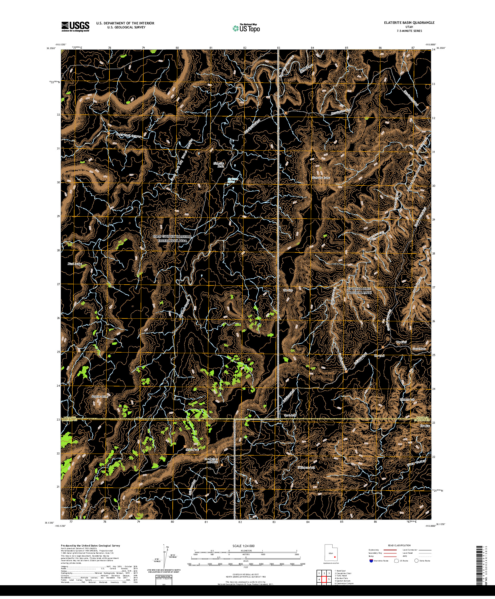 USGS US TOPO 7.5-MINUTE MAP FOR ELATERITE BASIN, UT 2020