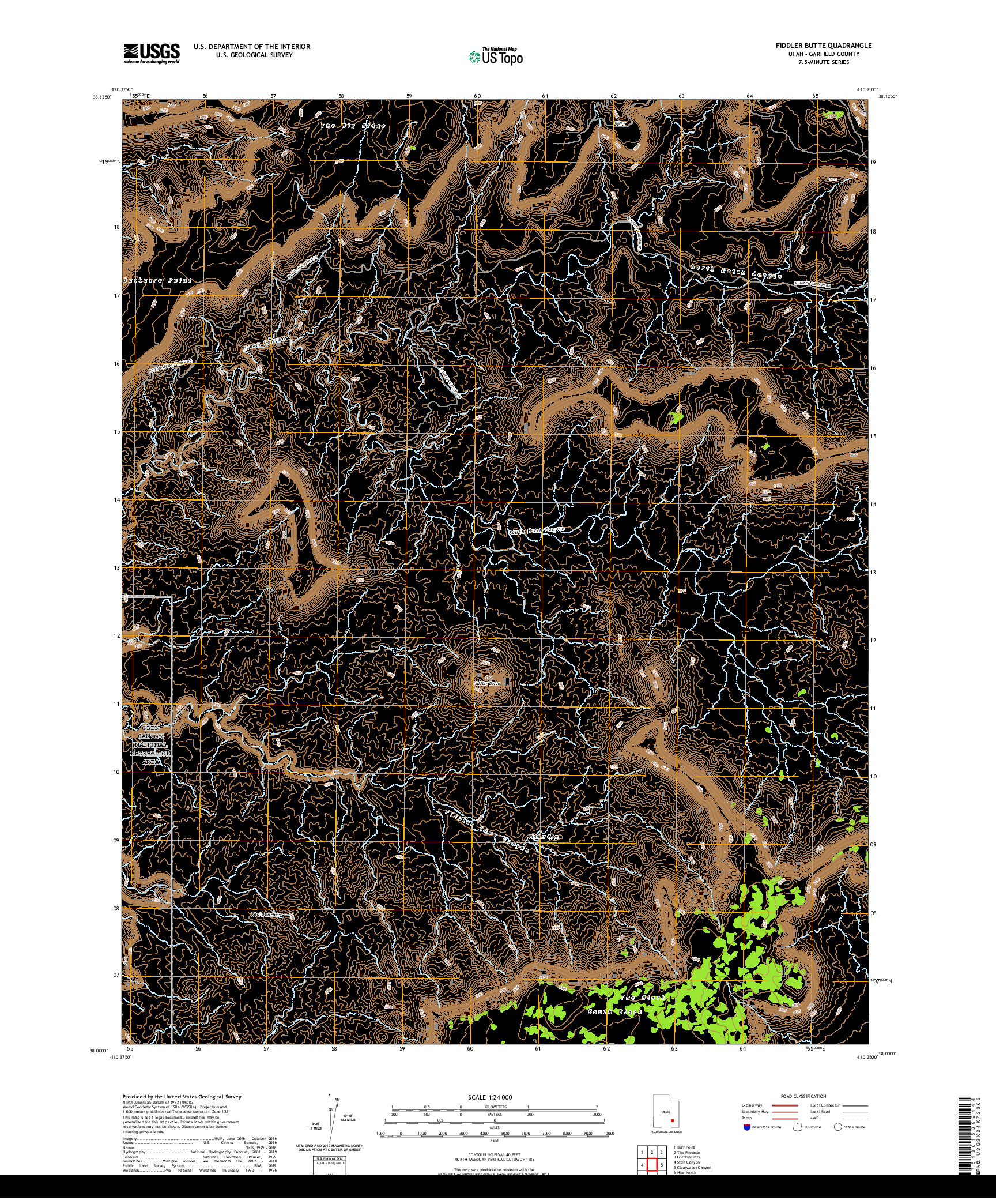 USGS US TOPO 7.5-MINUTE MAP FOR FIDDLER BUTTE, UT 2020