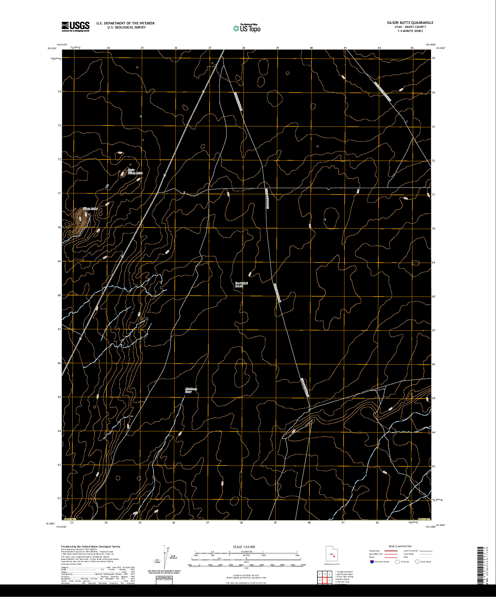 USGS US TOPO 7.5-MINUTE MAP FOR GILSON BUTTE, UT 2020