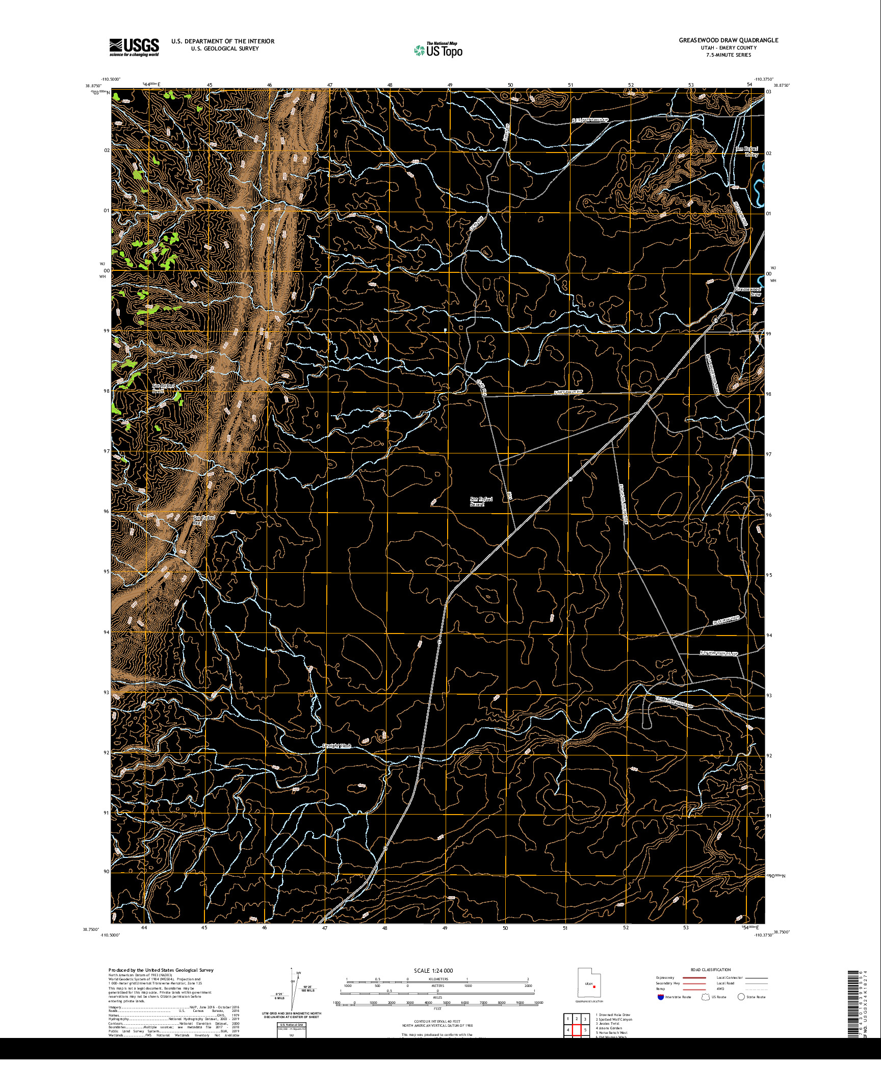 USGS US TOPO 7.5-MINUTE MAP FOR GREASEWOOD DRAW, UT 2020