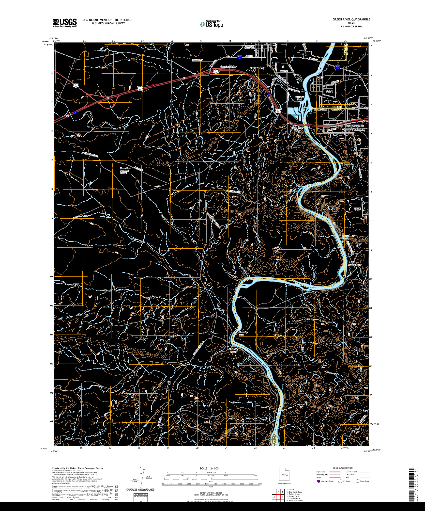USGS US TOPO 7.5-MINUTE MAP FOR GREEN RIVER, UT 2020