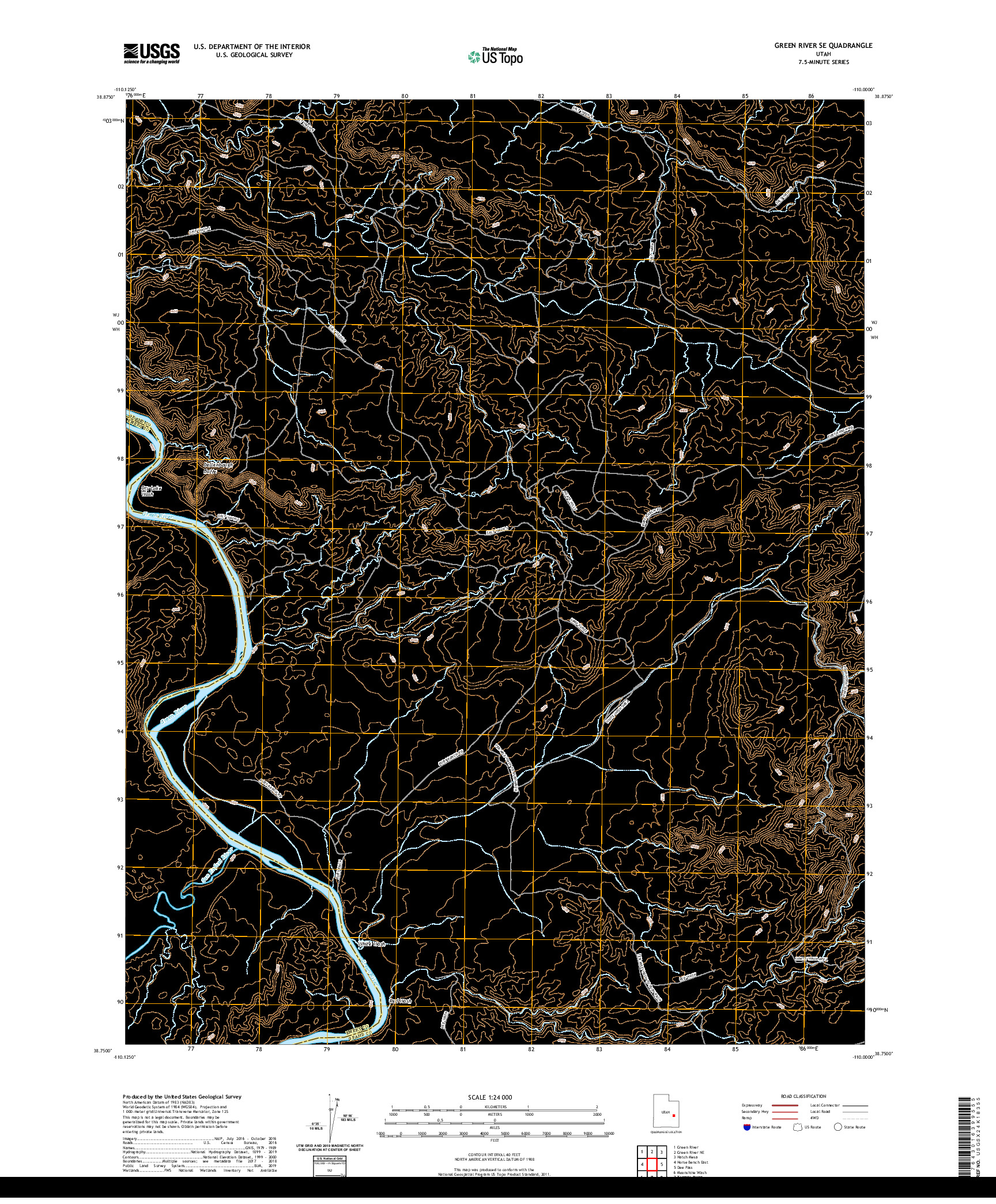 USGS US TOPO 7.5-MINUTE MAP FOR GREEN RIVER SE, UT 2020