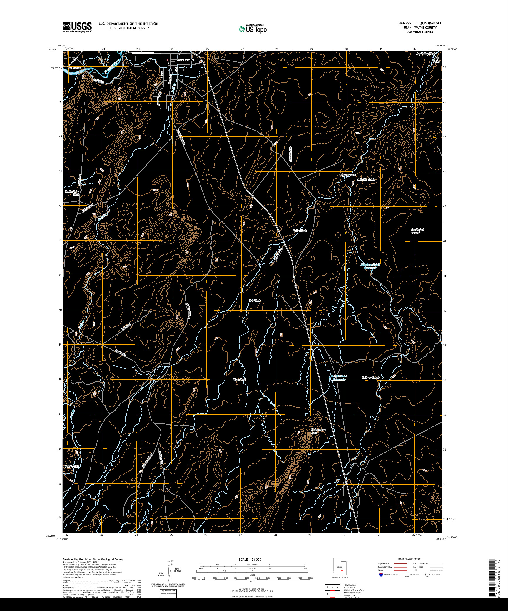 USGS US TOPO 7.5-MINUTE MAP FOR HANKSVILLE, UT 2020