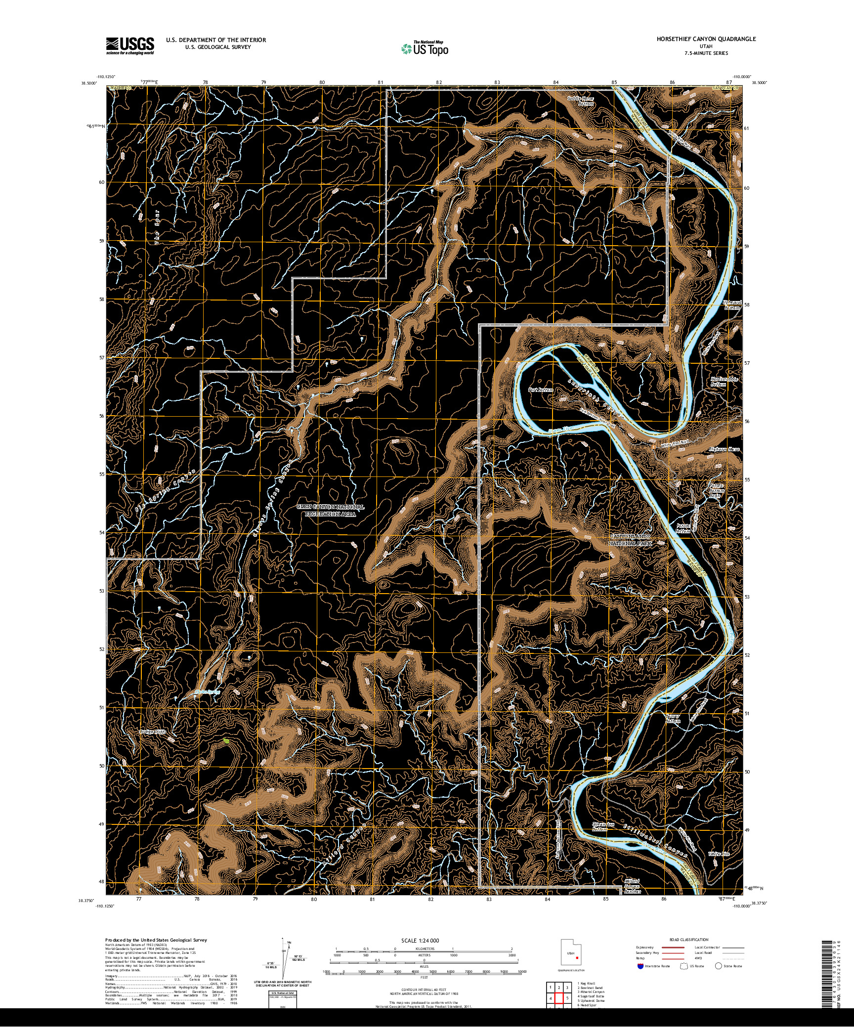 USGS US TOPO 7.5-MINUTE MAP FOR HORSETHIEF CANYON, UT 2020