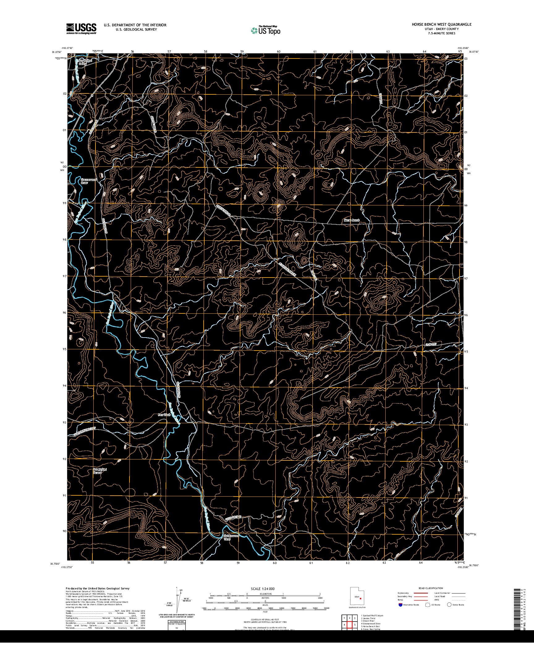 USGS US TOPO 7.5-MINUTE MAP FOR HORSE BENCH WEST, UT 2020