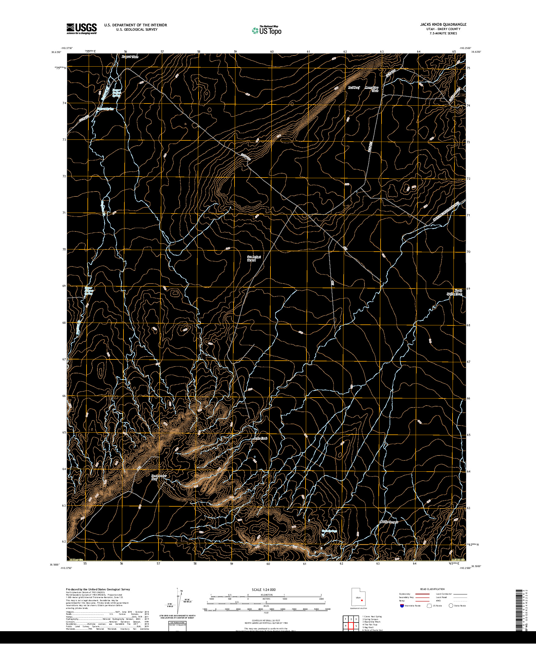 USGS US TOPO 7.5-MINUTE MAP FOR JACKS KNOB, UT 2020