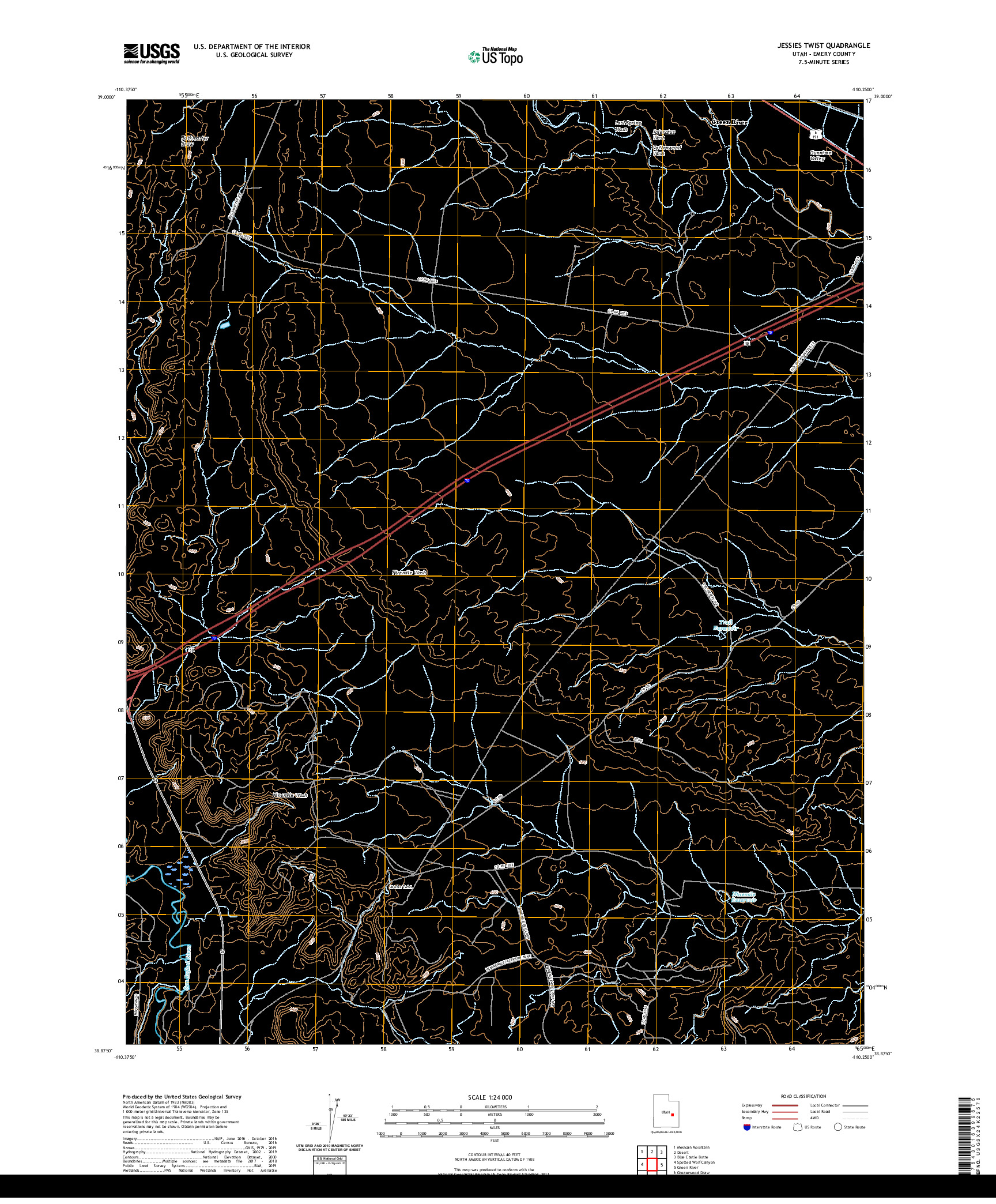 USGS US TOPO 7.5-MINUTE MAP FOR JESSIES TWIST, UT 2020
