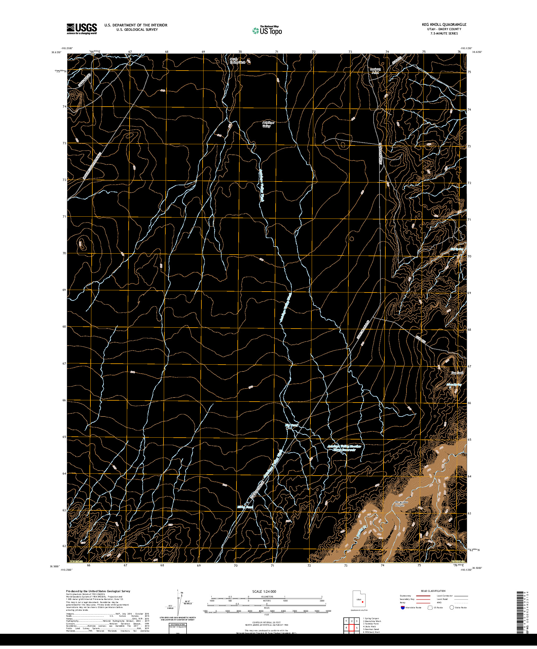 USGS US TOPO 7.5-MINUTE MAP FOR KEG KNOLL, UT 2020