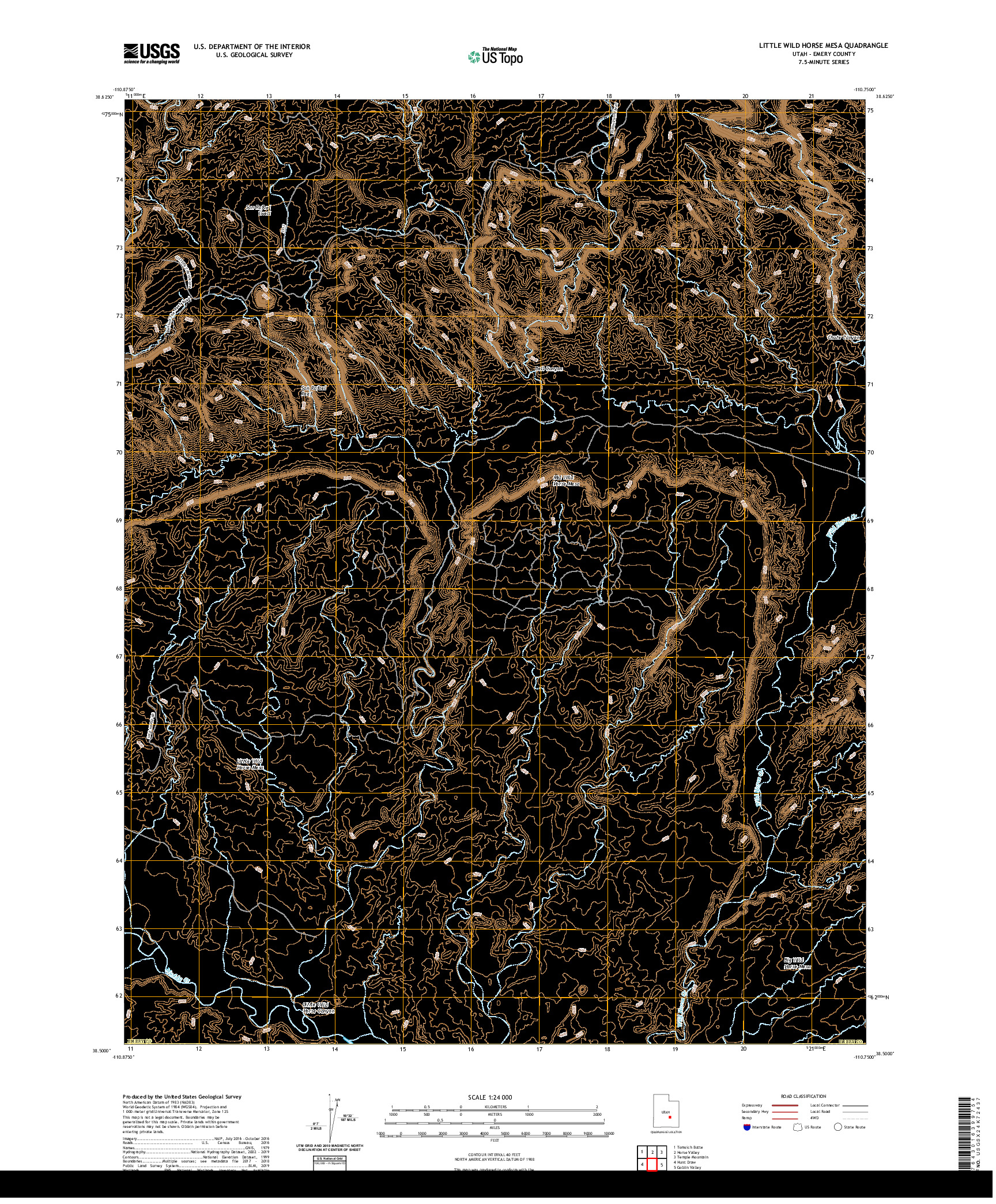 USGS US TOPO 7.5-MINUTE MAP FOR LITTLE WILD HORSE MESA, UT 2020