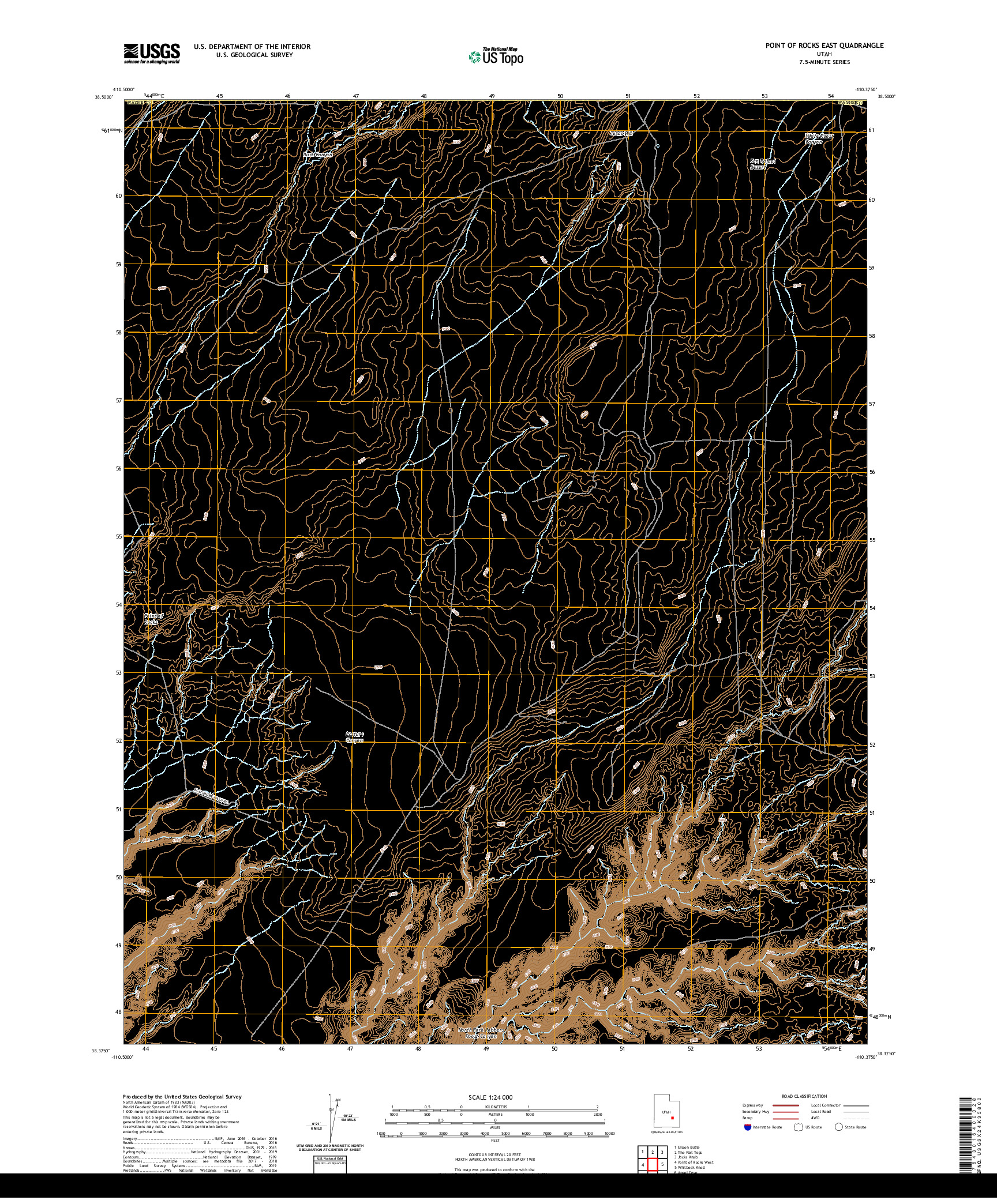 USGS US TOPO 7.5-MINUTE MAP FOR POINT OF ROCKS EAST, UT 2020