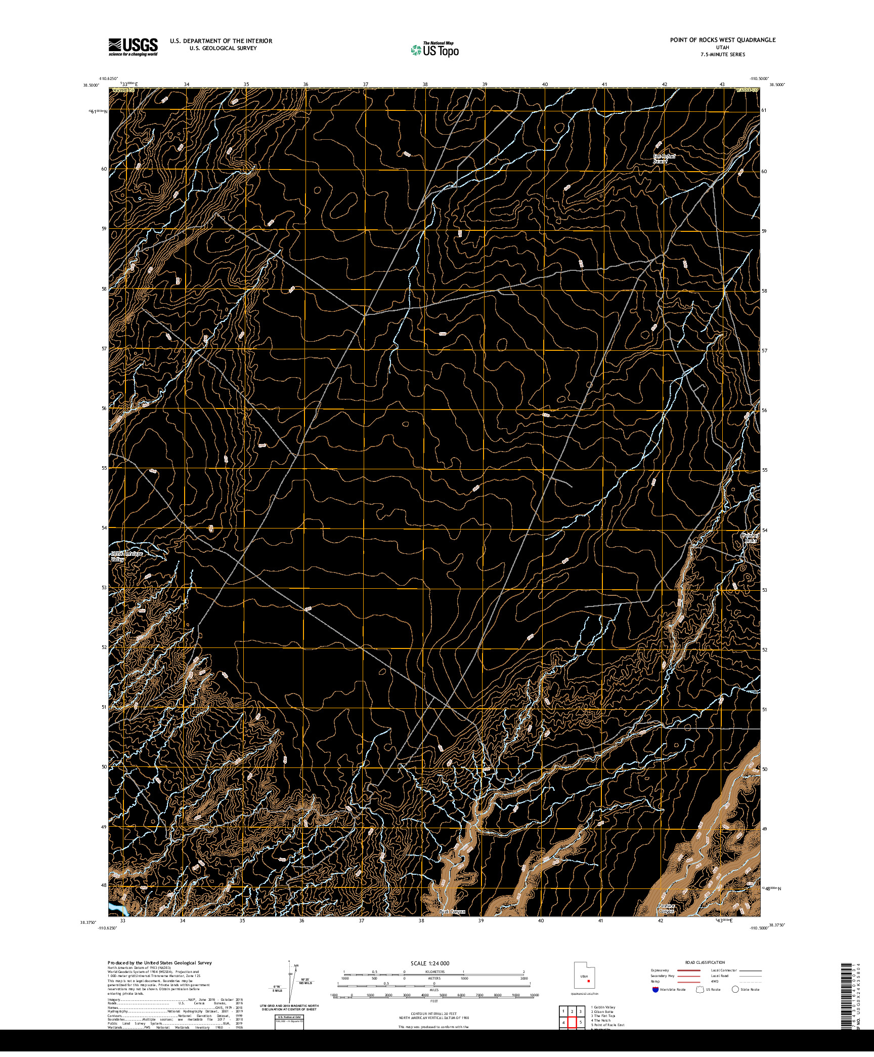 USGS US TOPO 7.5-MINUTE MAP FOR POINT OF ROCKS WEST, UT 2020