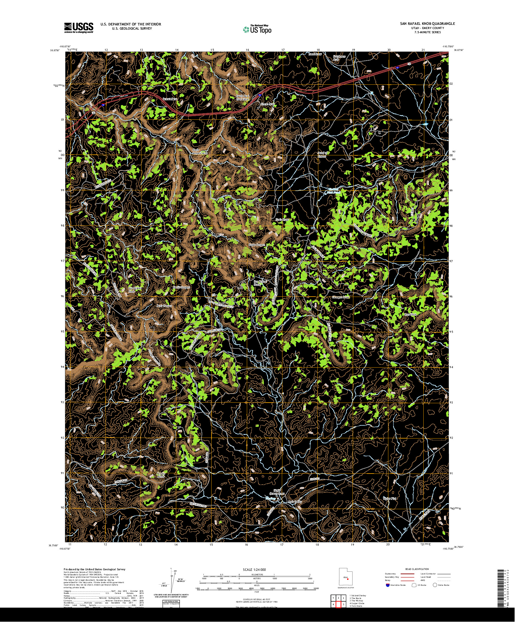 USGS US TOPO 7.5-MINUTE MAP FOR SAN RAFAEL KNOB, UT 2020