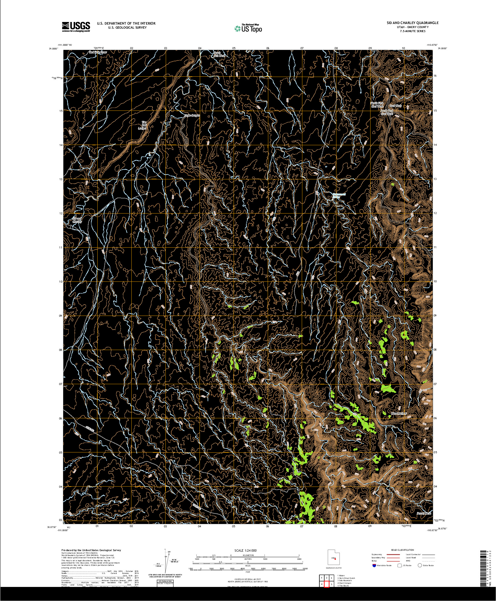 USGS US TOPO 7.5-MINUTE MAP FOR SID AND CHARLEY, UT 2020