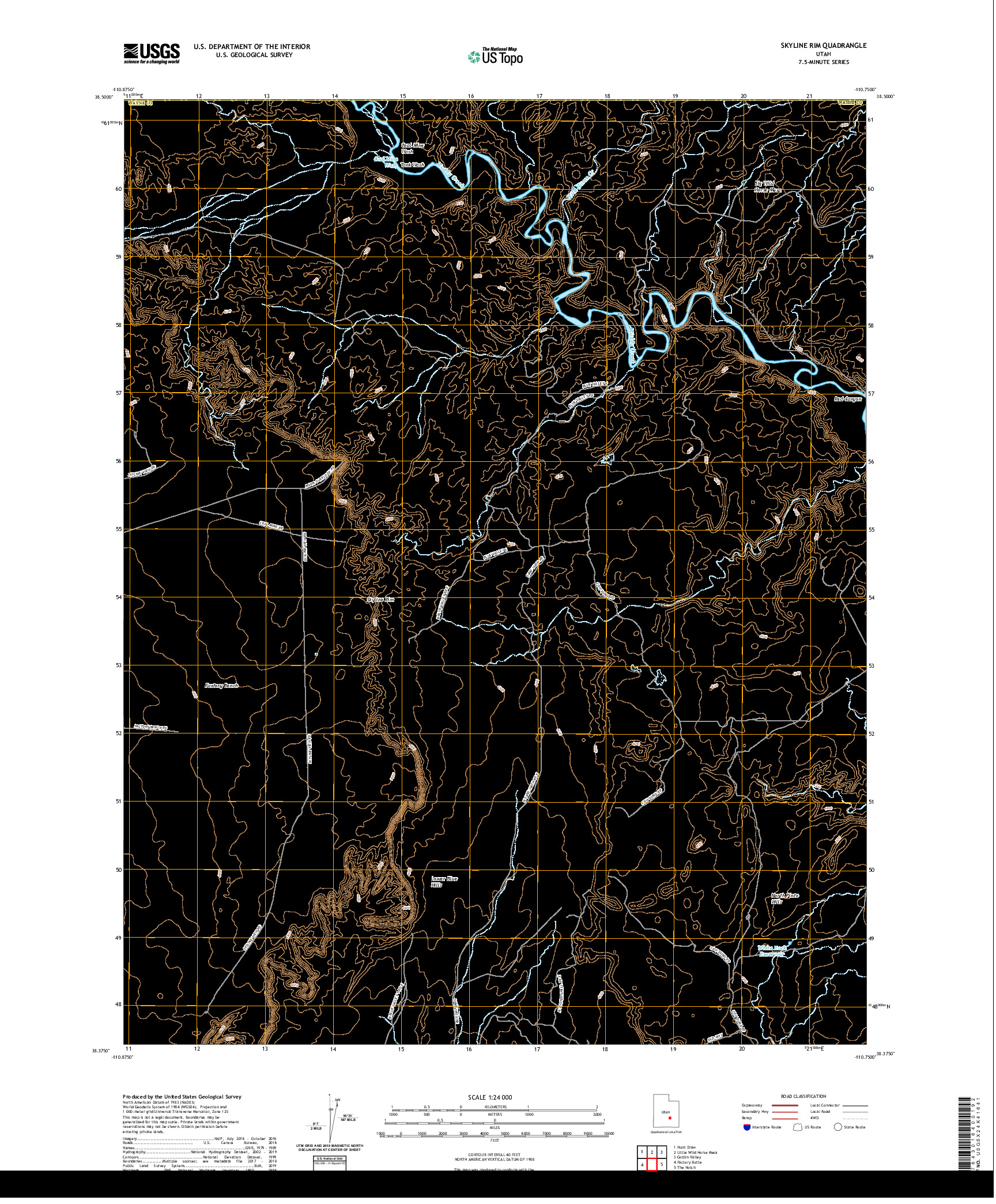 USGS US TOPO 7.5-MINUTE MAP FOR SKYLINE RIM, UT 2020