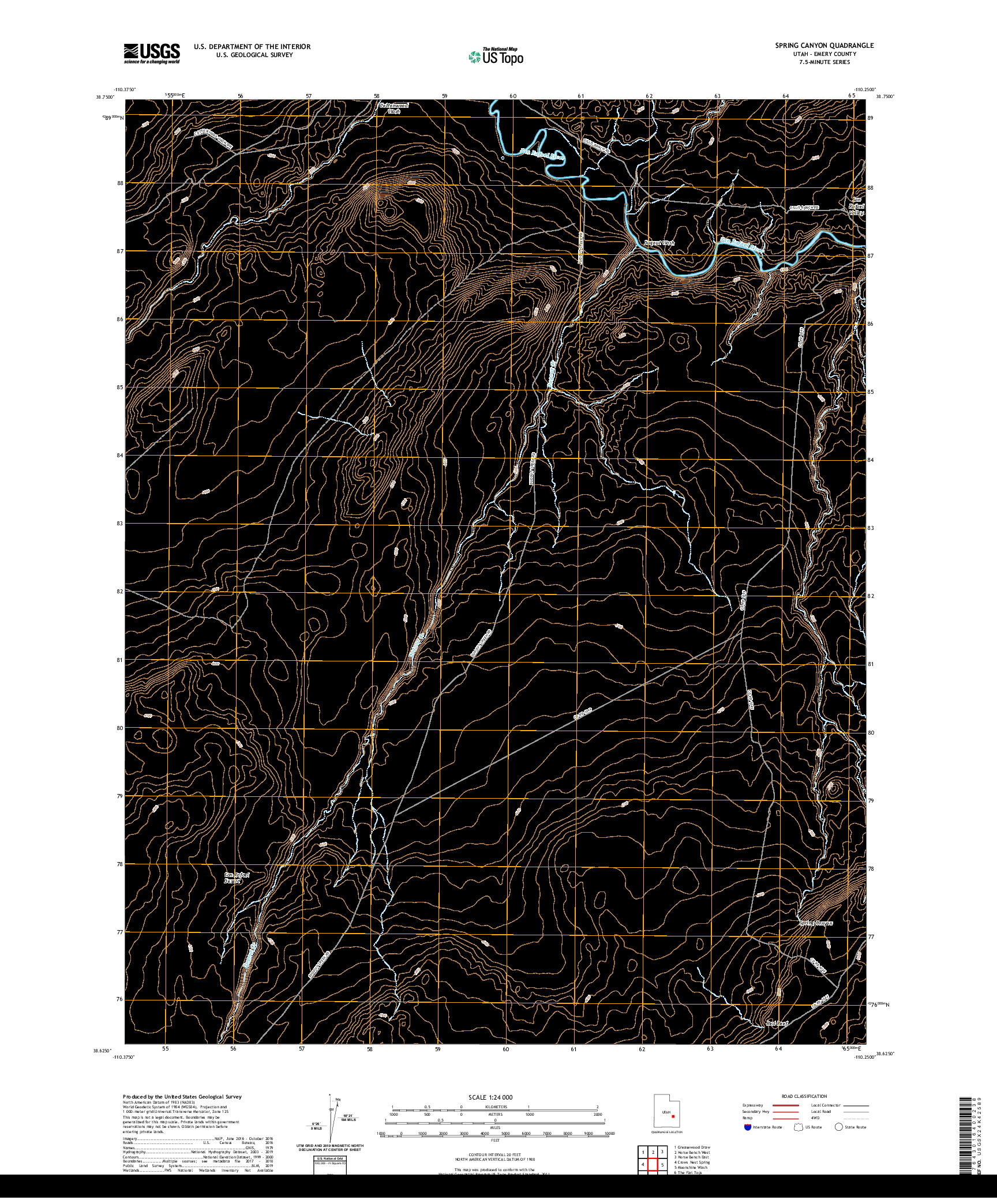 USGS US TOPO 7.5-MINUTE MAP FOR SPRING CANYON, UT 2020